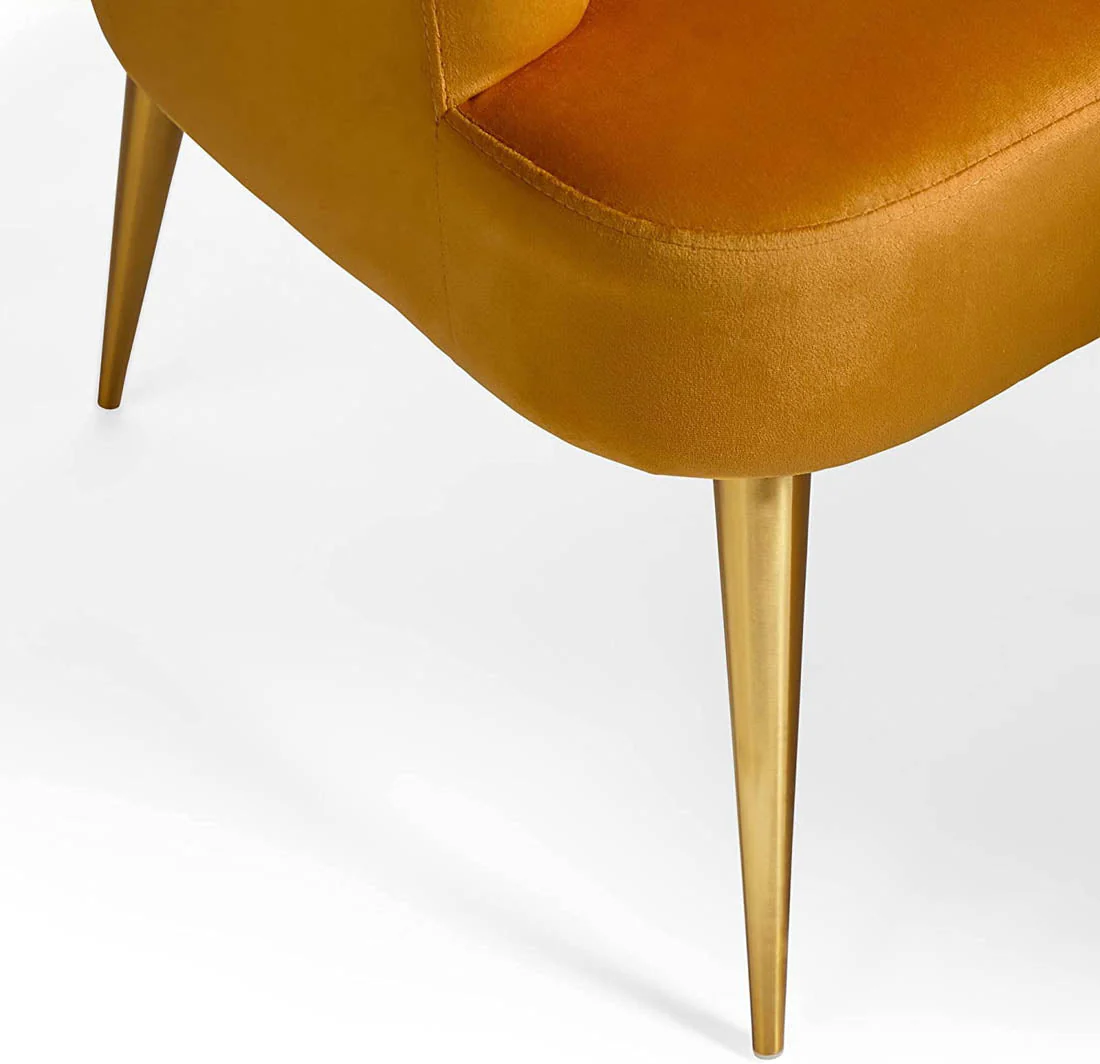 Luxury Opening Shell Designer Yellow Velvet Sofa Lounge Chair - Image 6