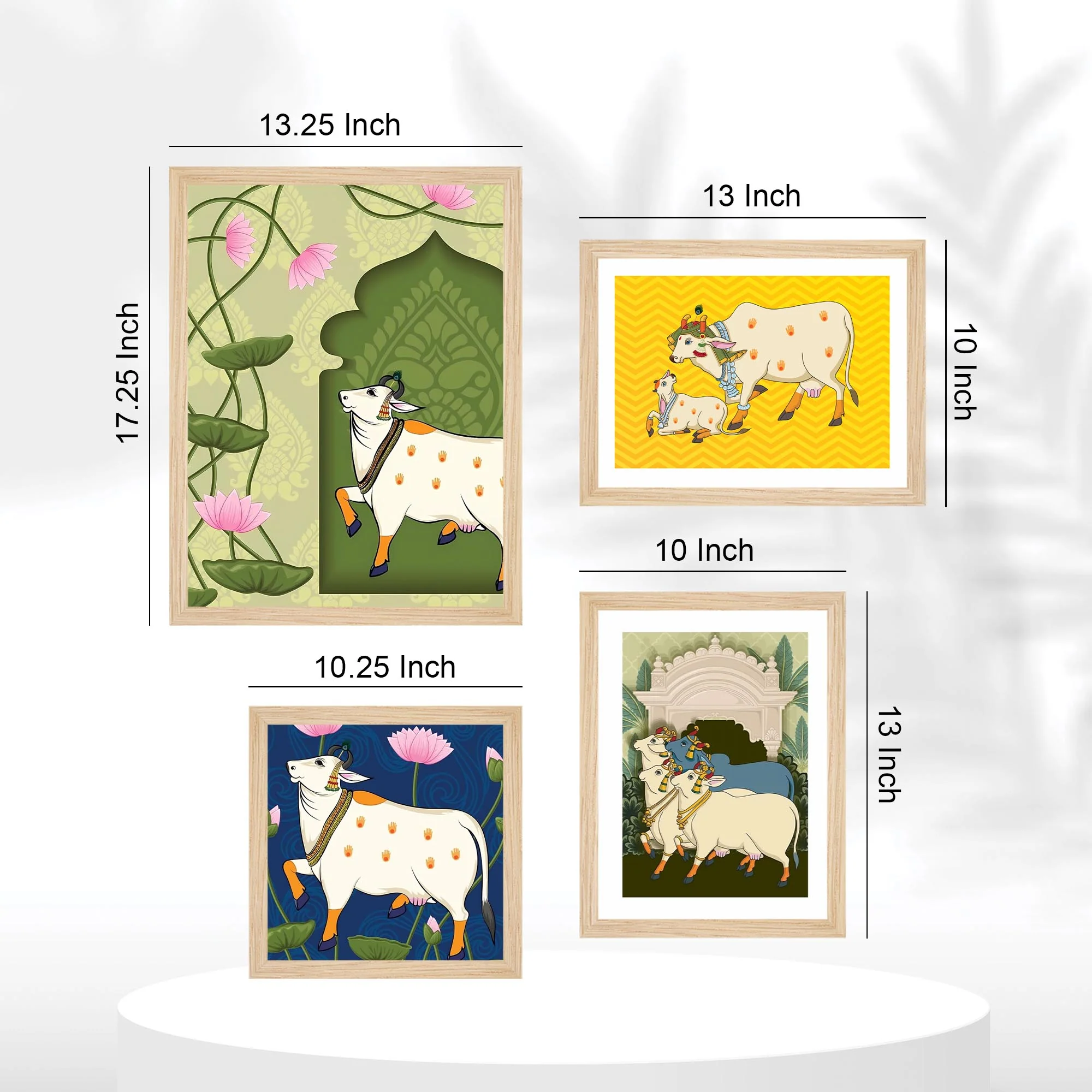 Luxury Pichwai Cow Art Wall Frame Set of Four - Image 5