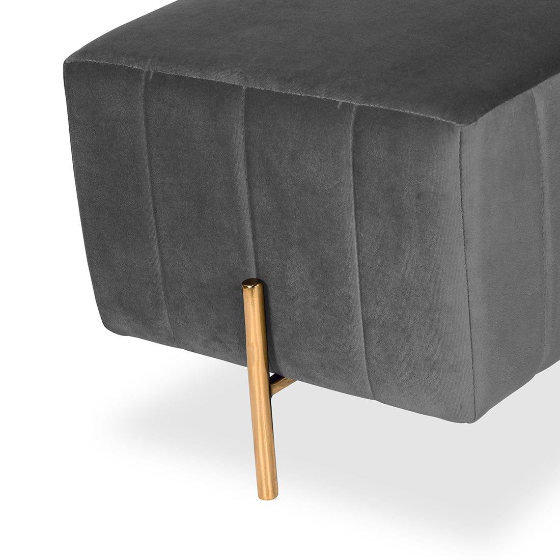 Luxury Pouffe Stool Ottoman in Soft Grey with Golden Touch - Image 3