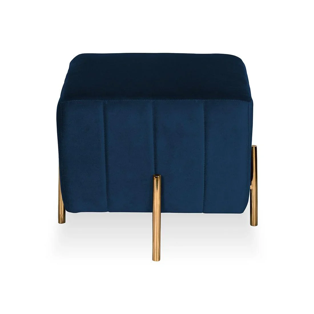 Luxury Pouffe Stool Ottoman in Soft Rich Blue with Golden Touch - Image 2