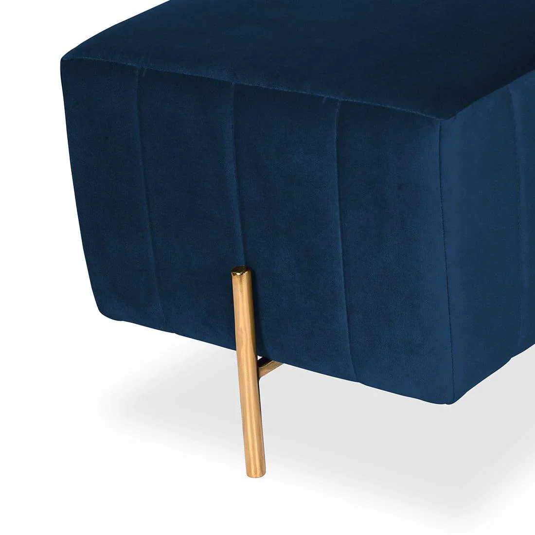 Luxury Pouffe Stool Ottoman in Soft Rich Blue with Golden Touch - Image 3