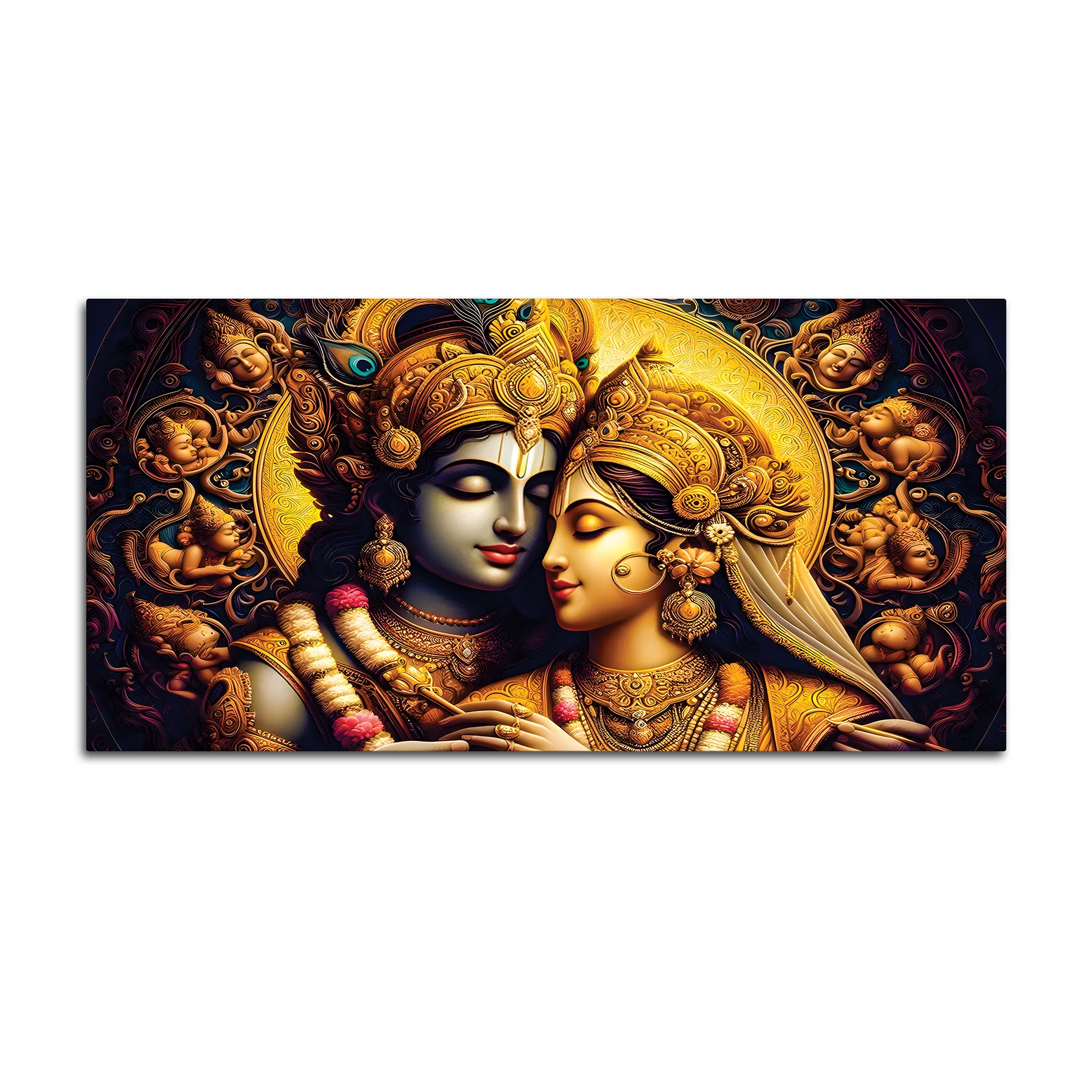 Luxury Radha Krishna Painting Traditional Wall Art - Image 4