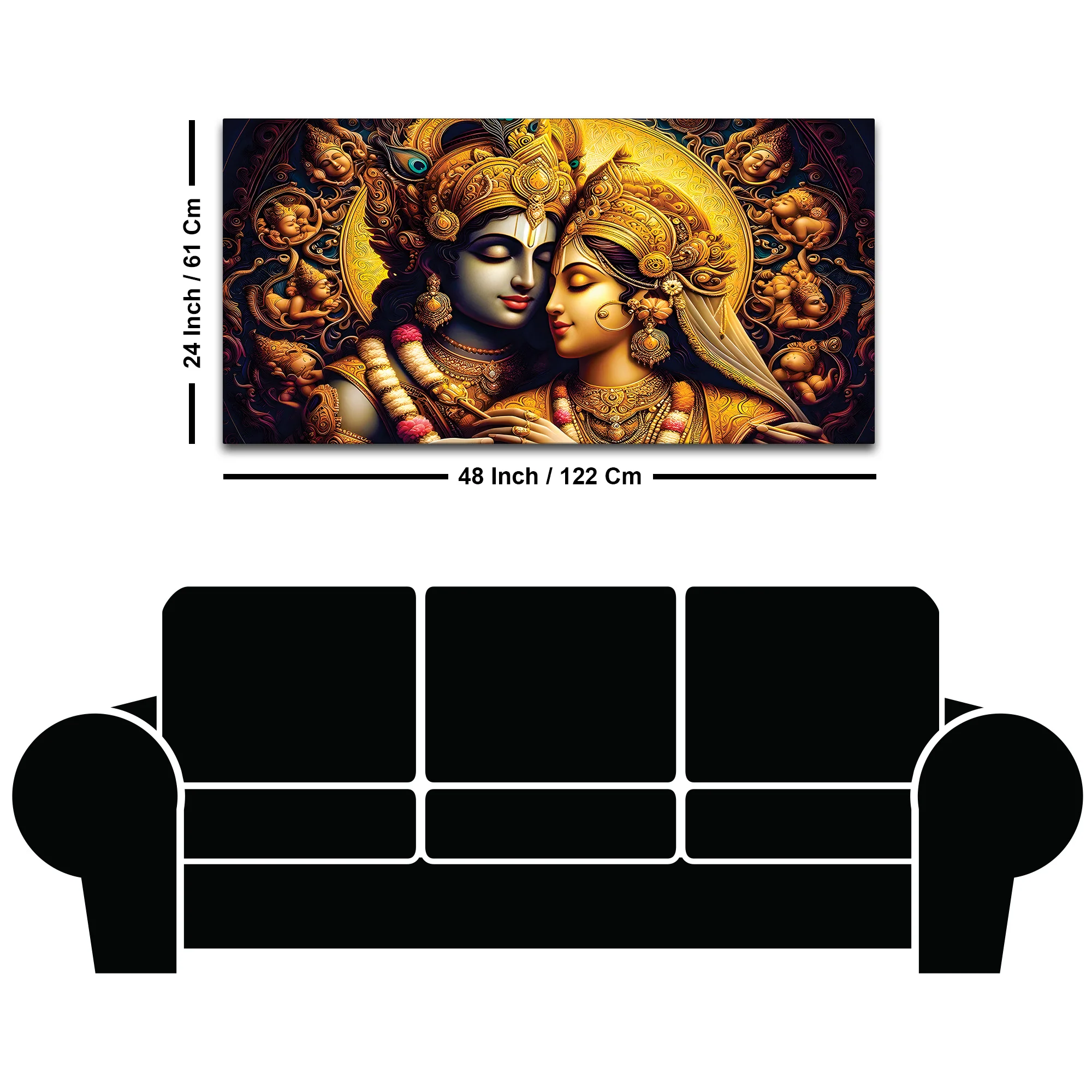 Luxury Radha Krishna Painting Traditional Wall Art - Image 8