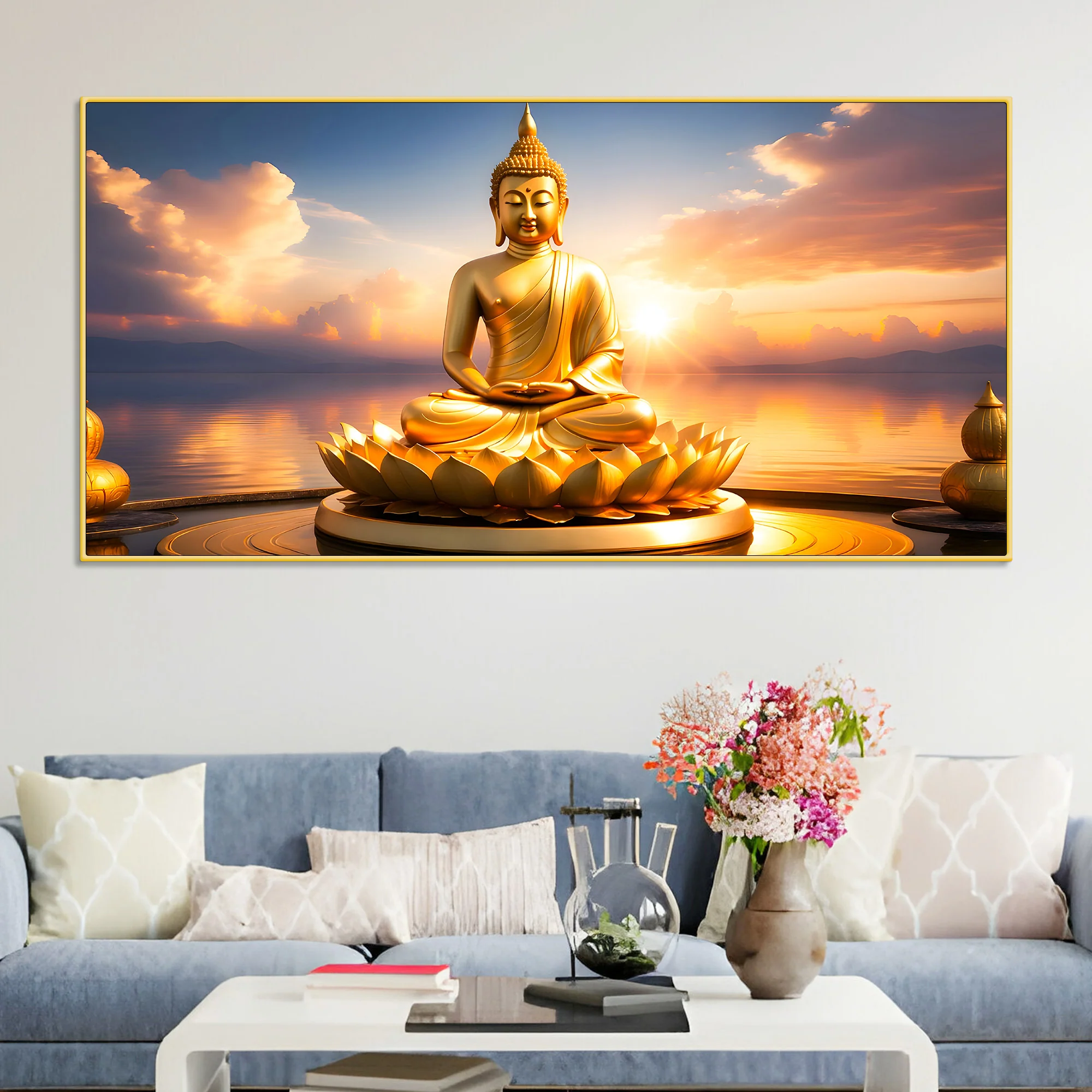 Luxury Spiritual Buddha Canvas Painting for Wall Décor - Image 2