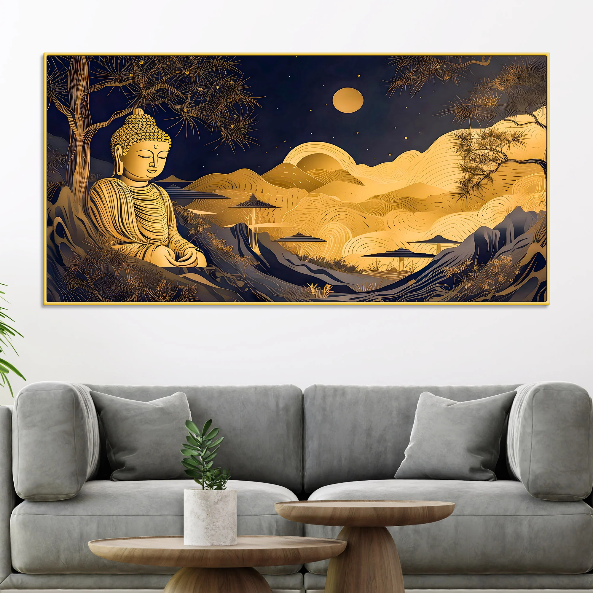 Luxury Spiritual Buddha Wall Canvas Painting for Modern Home - Image 2
