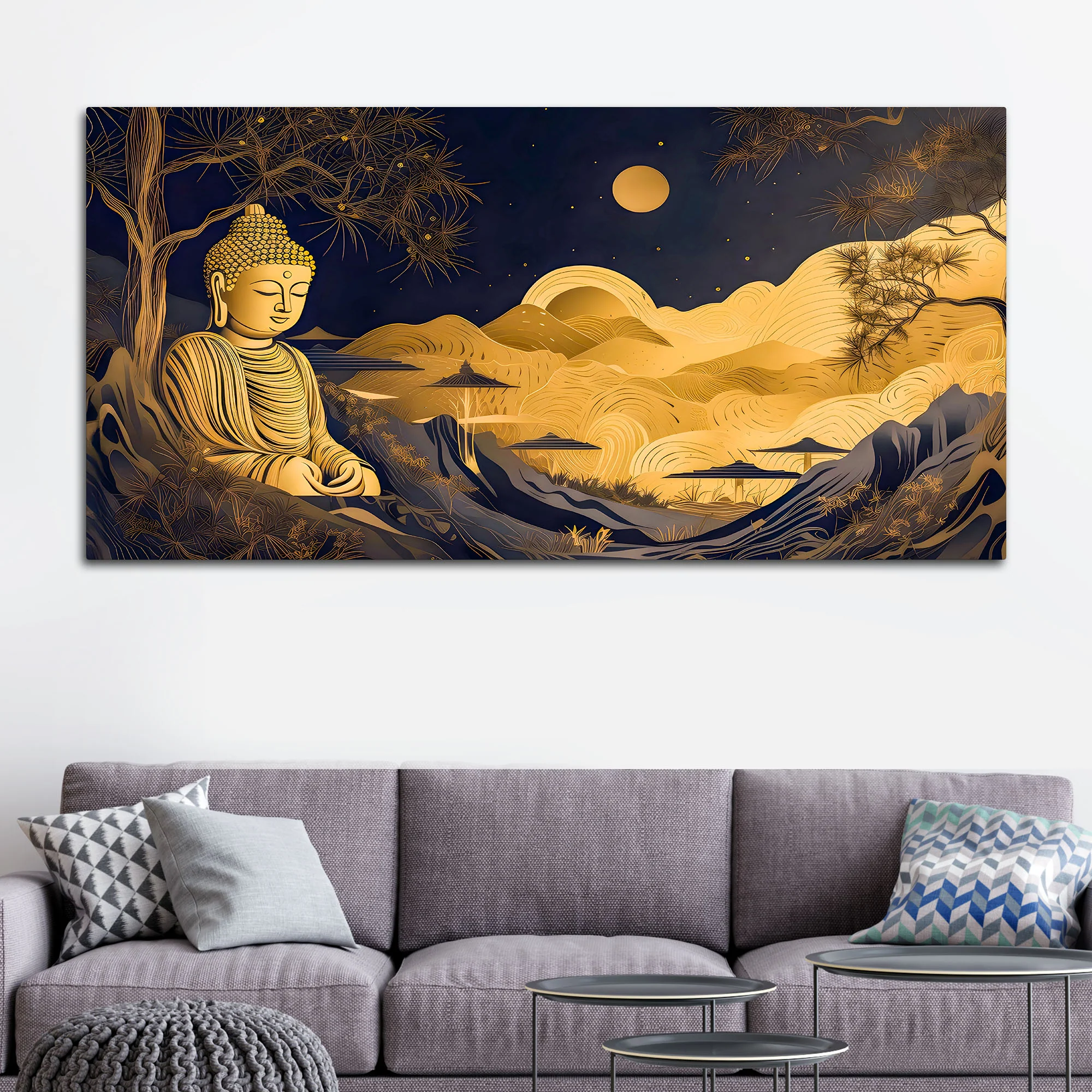 Luxury Spiritual Buddha Wall Canvas Painting for Modern Home - Image 3