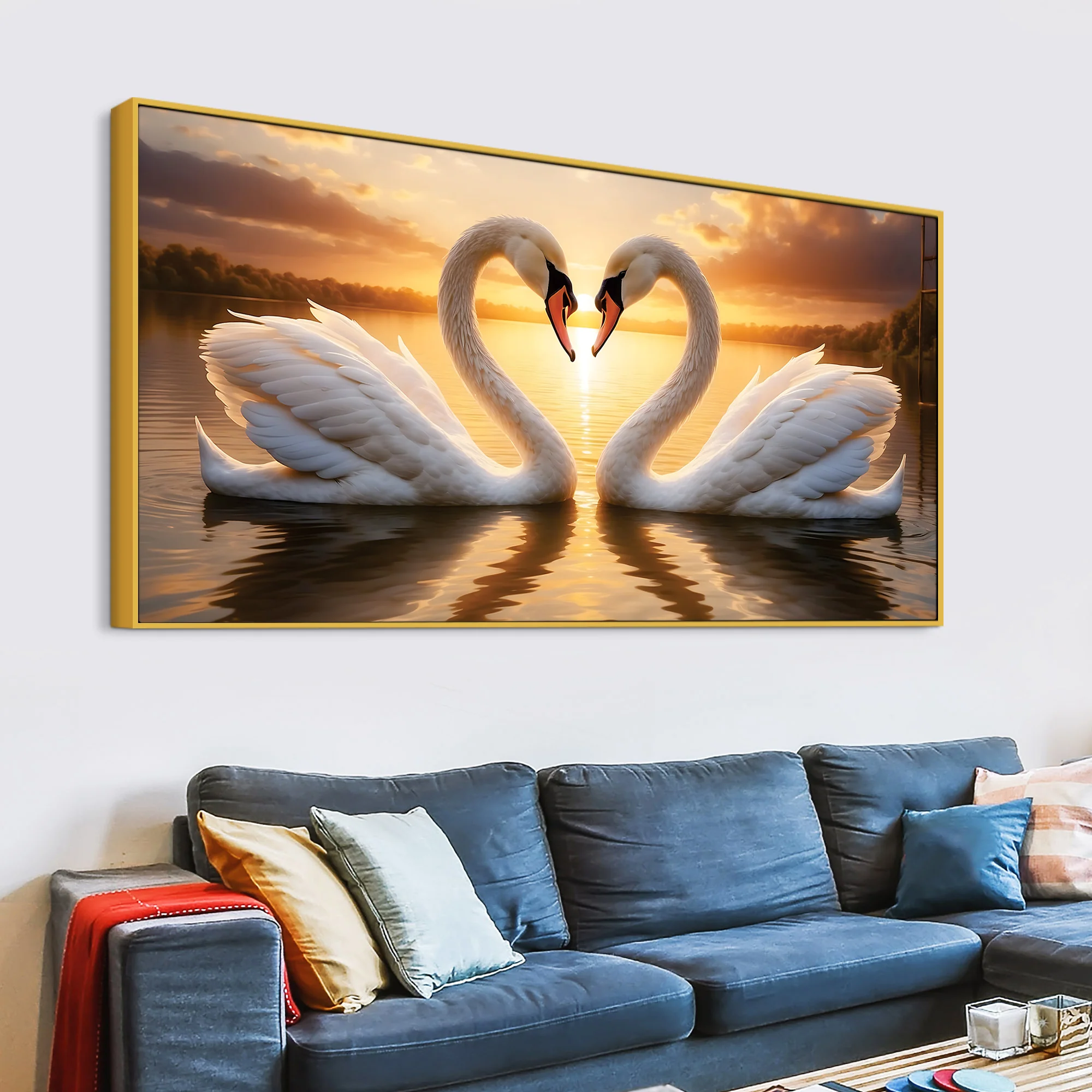 Luxury Swan Couple Wall Art Painting for Romantic Interiors - Image 5