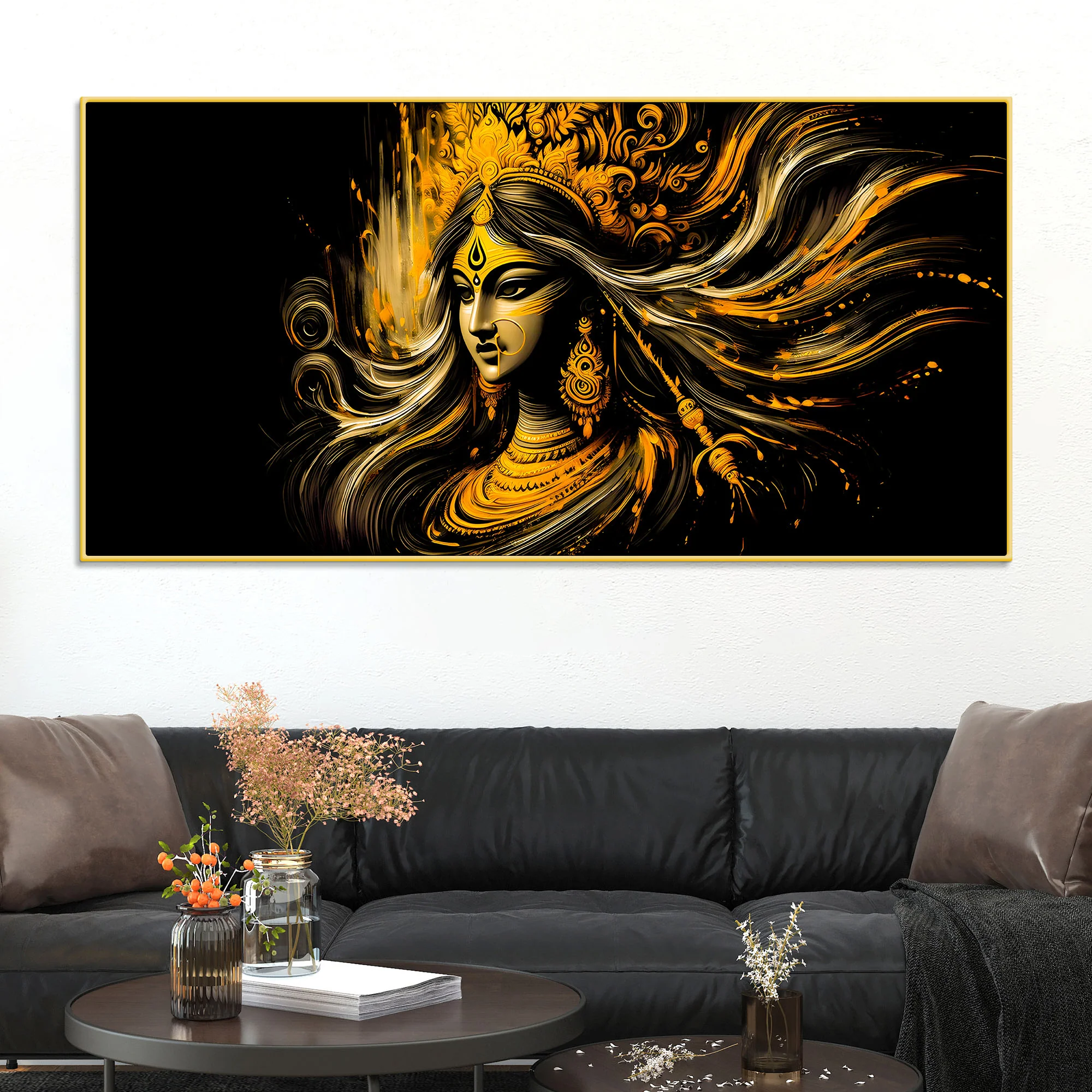 Maa Durga Golden Wall Painting for Home Decor - Image 3