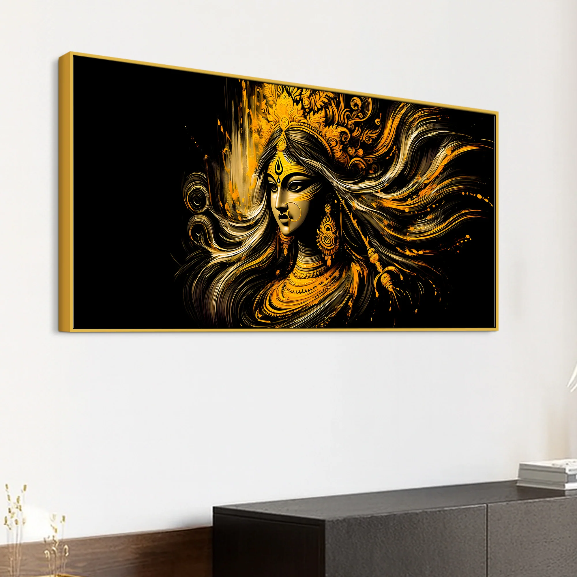 Maa Durga Golden Wall Painting for Home Decor - Image 5