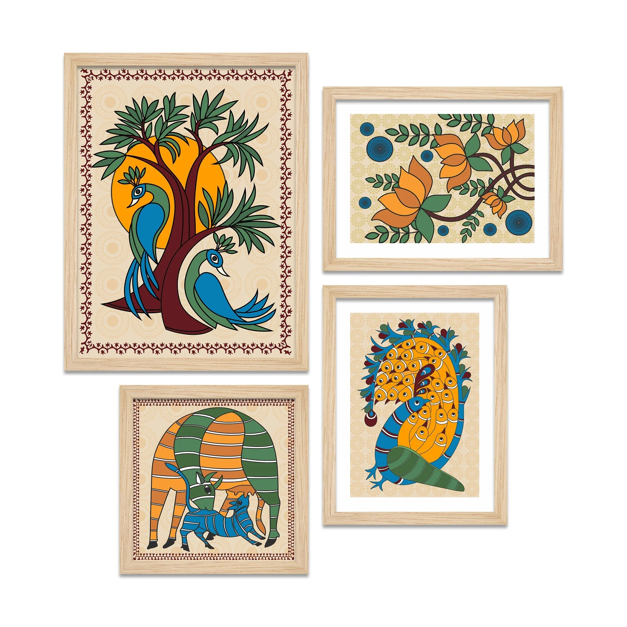 Madhubani Abstract Art Wall Frame Set of Four - Image 4