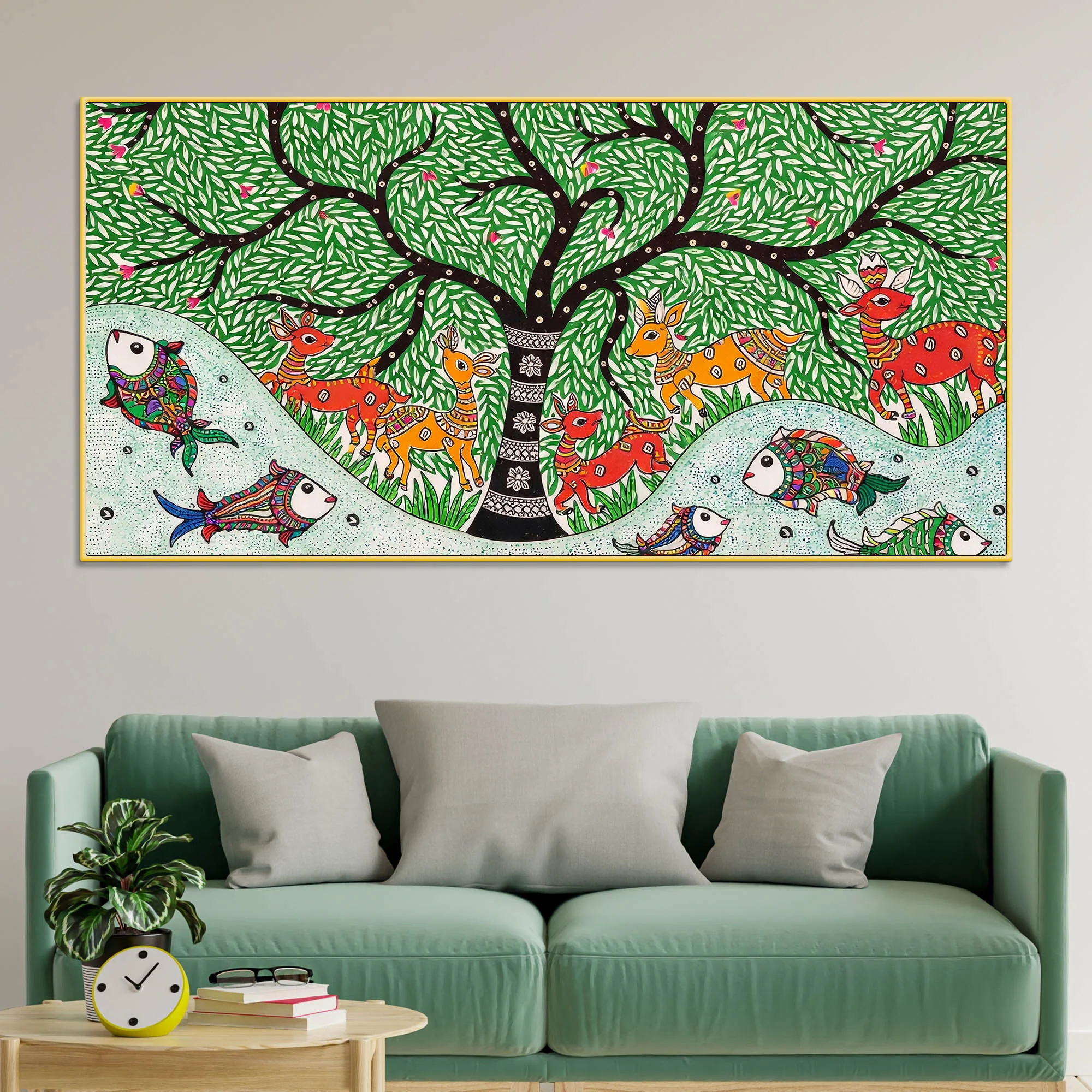 Madhubani Canvas Wall Painting for Wildlife Decor
