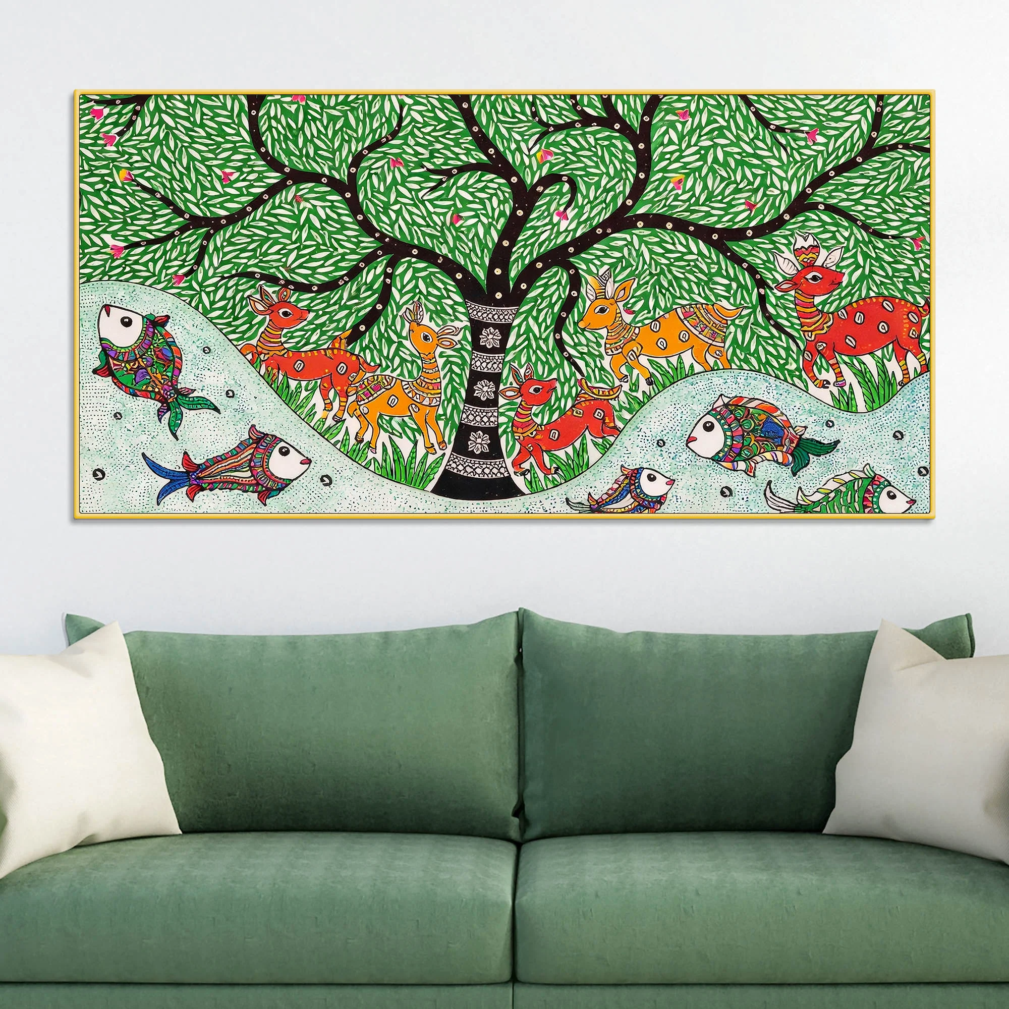 Madhubani Canvas Wall Painting for Wildlife Decor - Image 2