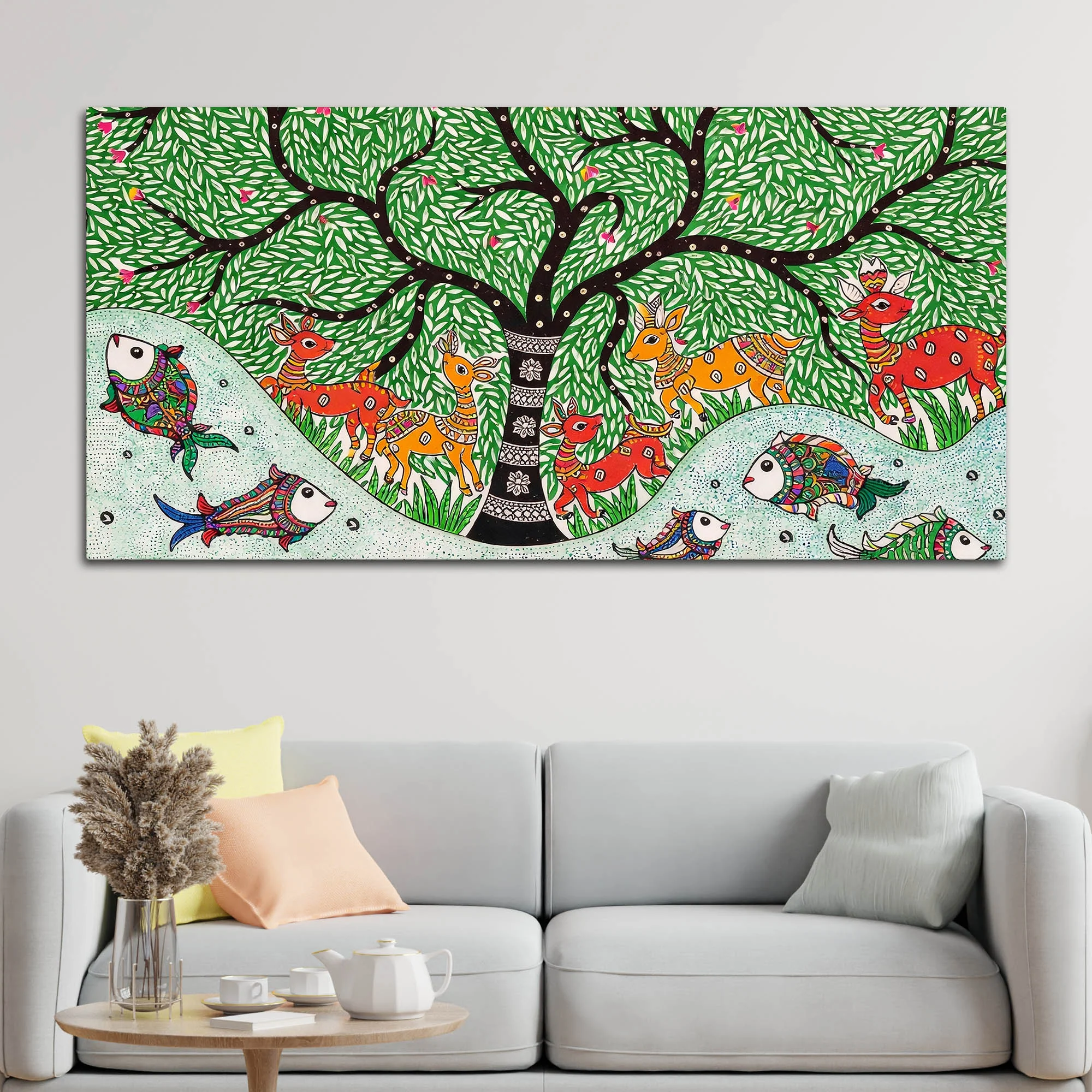 Madhubani Canvas Wall Painting for Wildlife Decor - Image 3