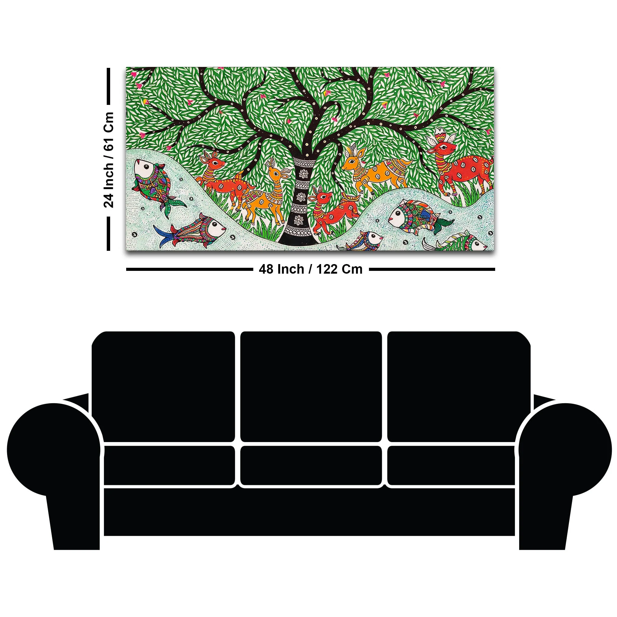 Madhubani Canvas Wall Painting for Wildlife Decor - Image 8