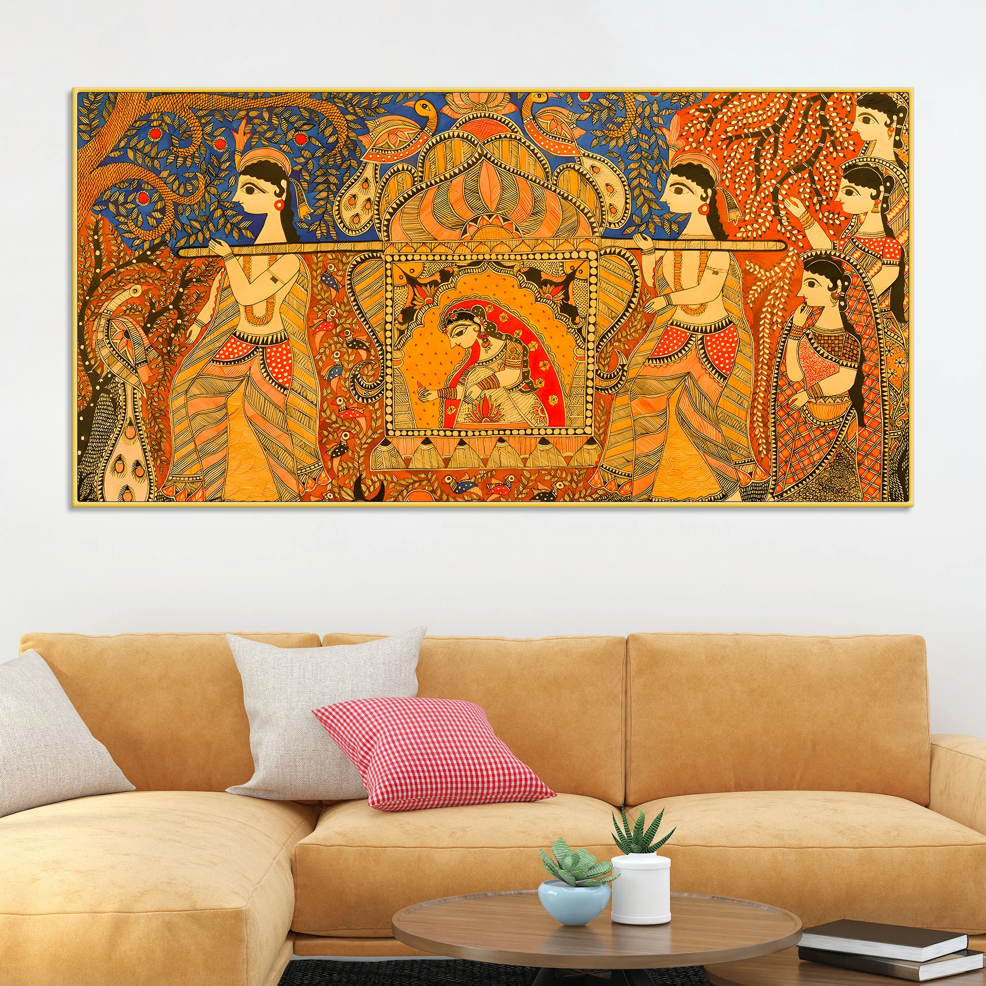 Madhubani Cultural Scene Painting | Premium Ethnic Home Decor