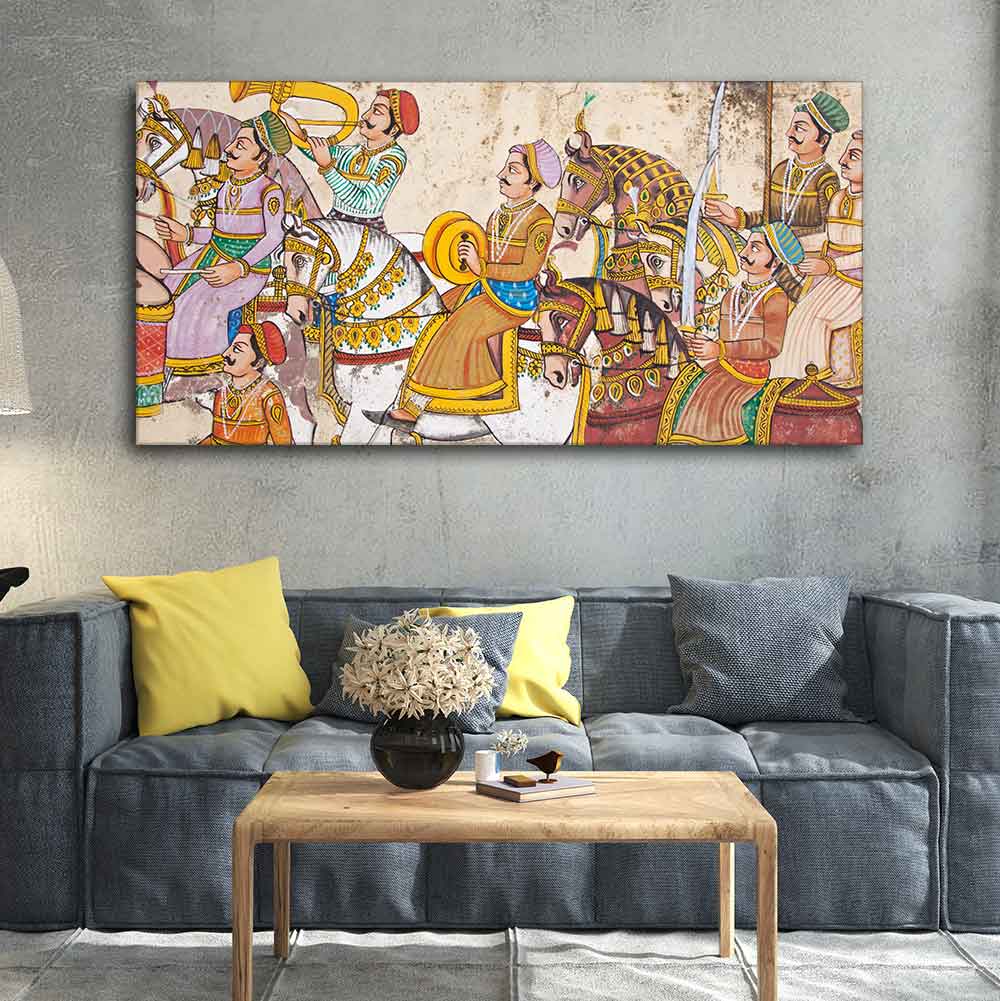 Madhubani/Rajasthani Art Premium Canvas Wall Painting - Image 3