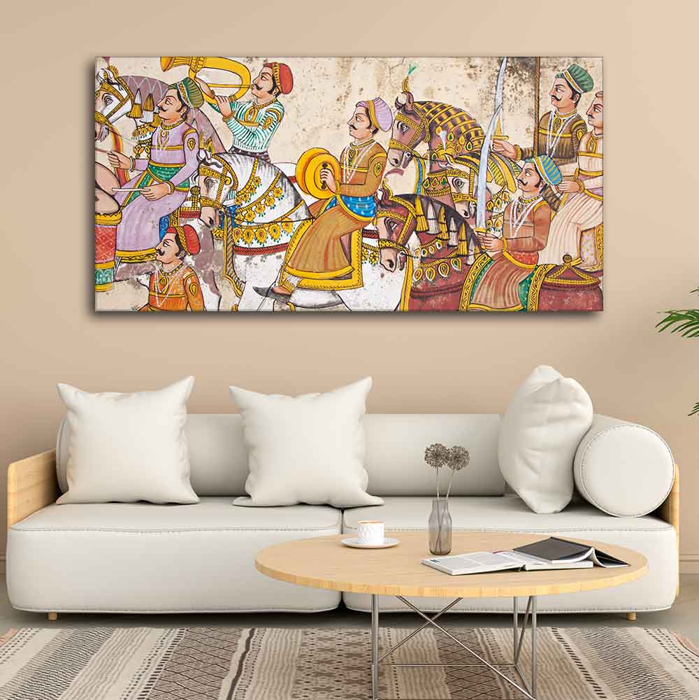 Madhubani/Rajasthani Art Premium Canvas Wall Painting - Image 4