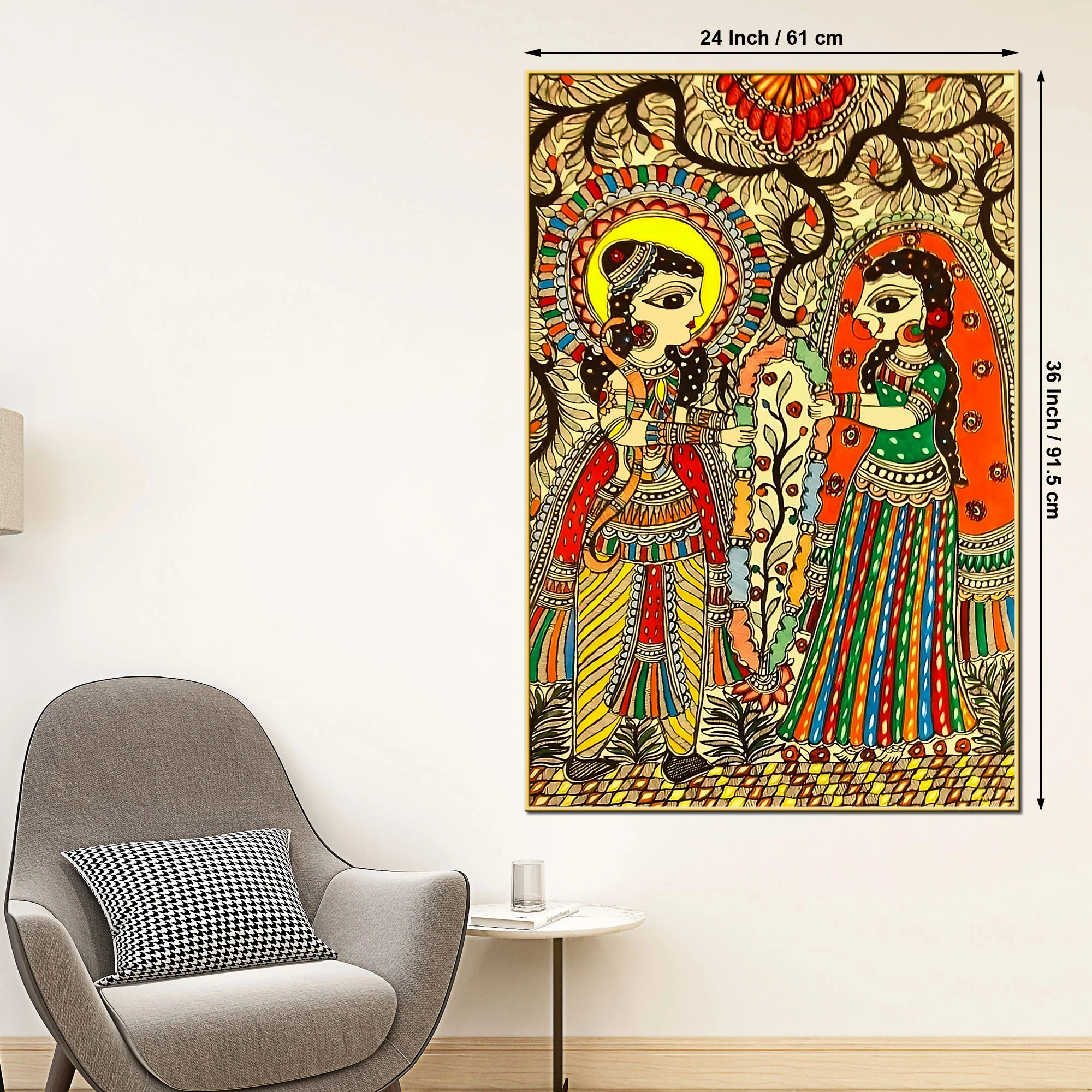 Madhubani Ram Sita Canvas Painting for Cultural Indian Wall Decor - Image 5