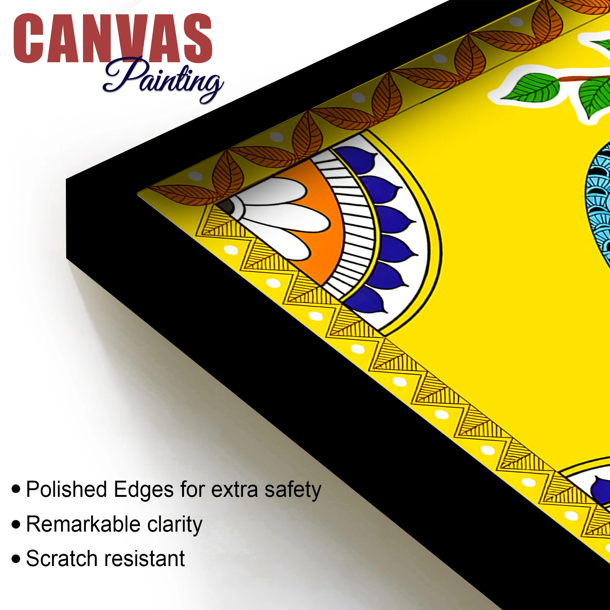 Madhubani Twin Fish Canvas Painting | Traditional Indian Decor - Image 6