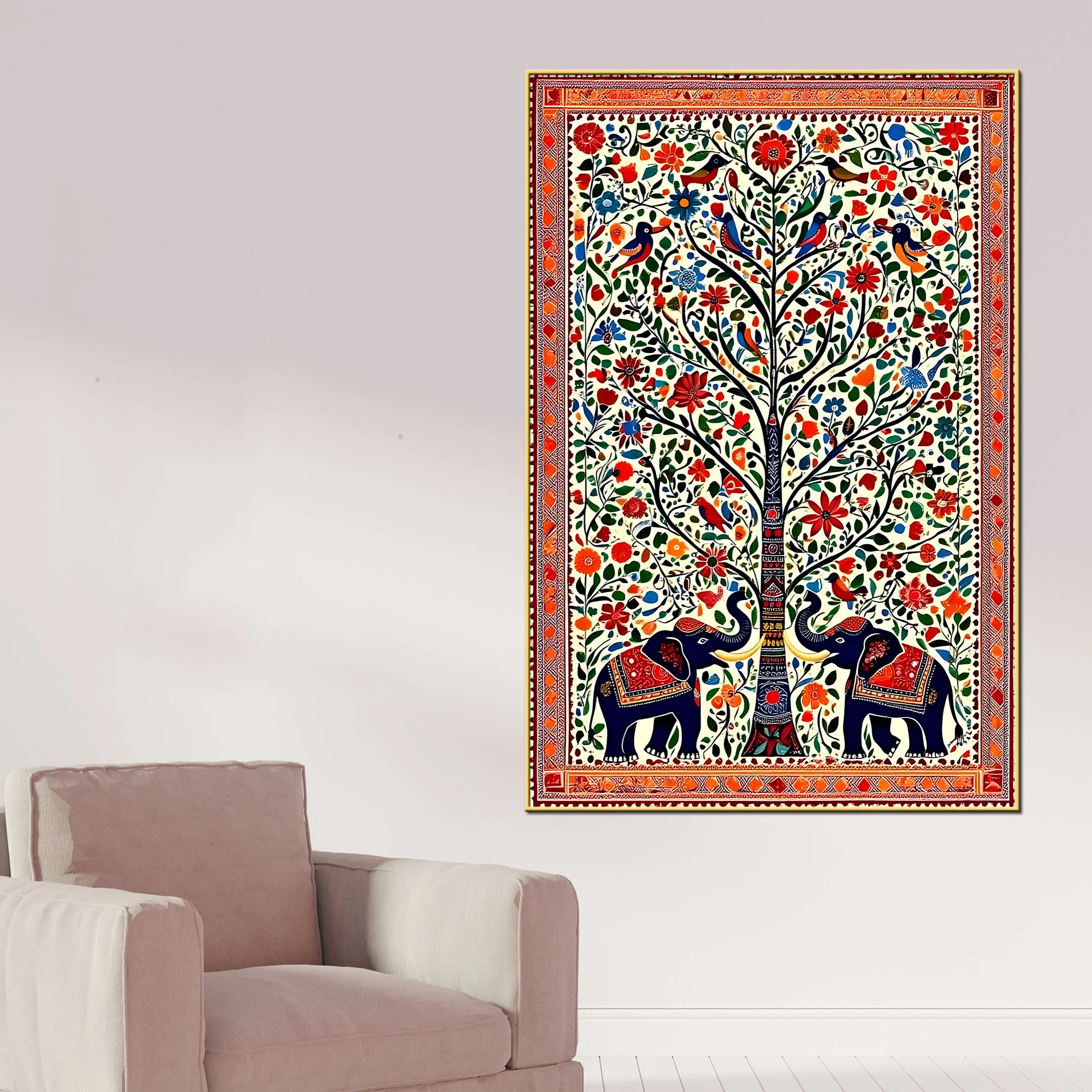 Madhubani Wall Art Canvas Wall Painting for Indian Décor
