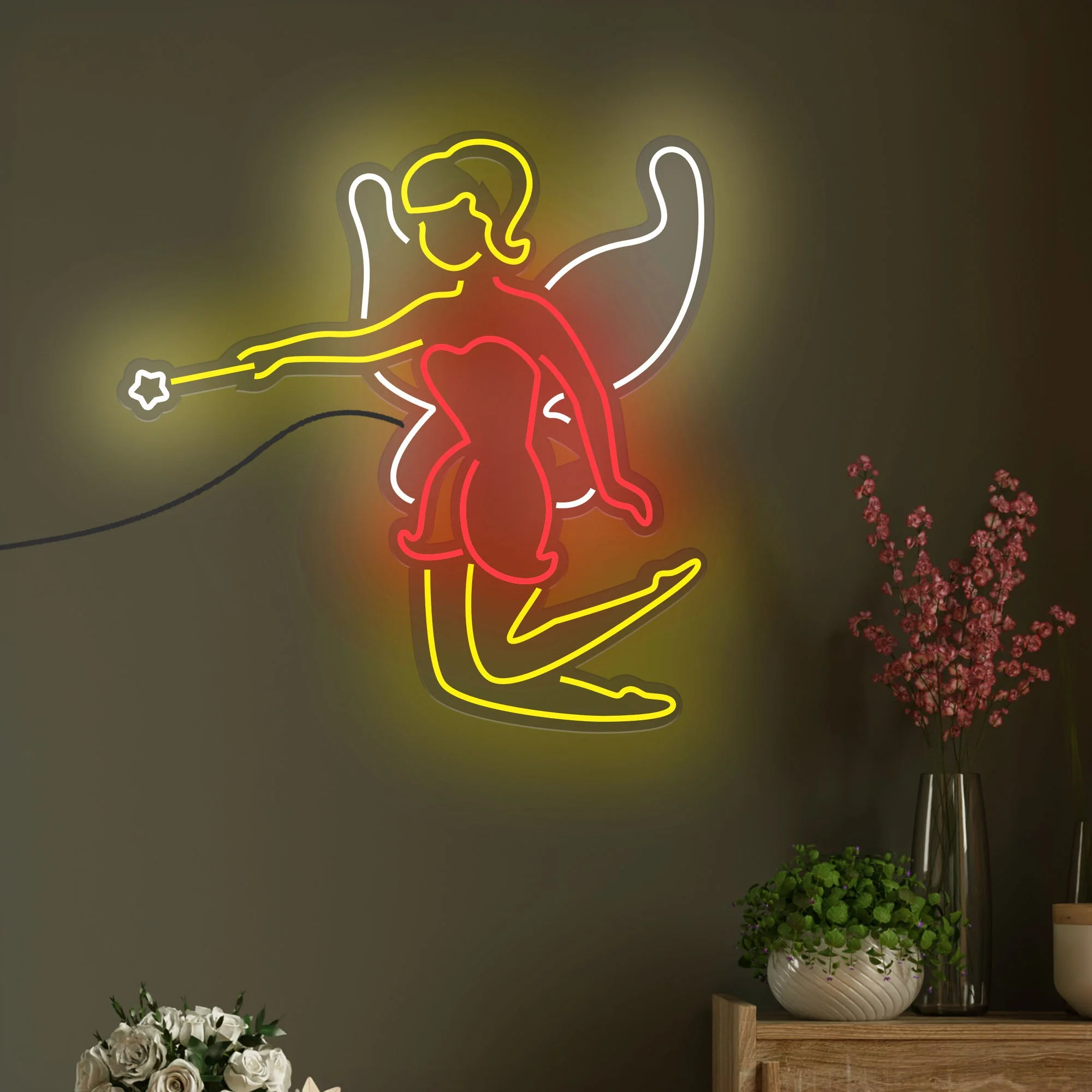 Magical Fairy in Red Dress Neon Sign LED Light
