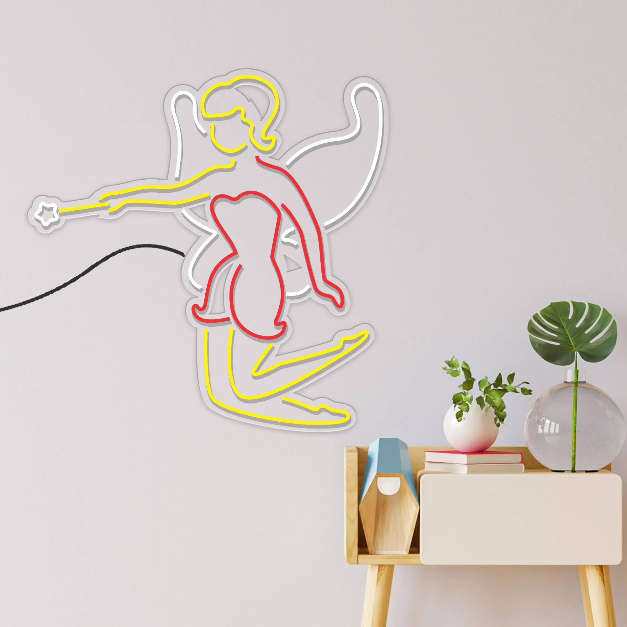 Magical Fairy in Red Dress Neon Sign LED Light - Image 2