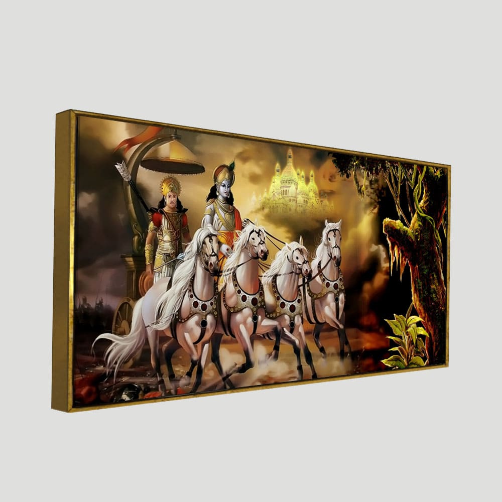 Mahabharat Shri Krishna and Arjun Premium Canvas and Wall Painting - Image 5