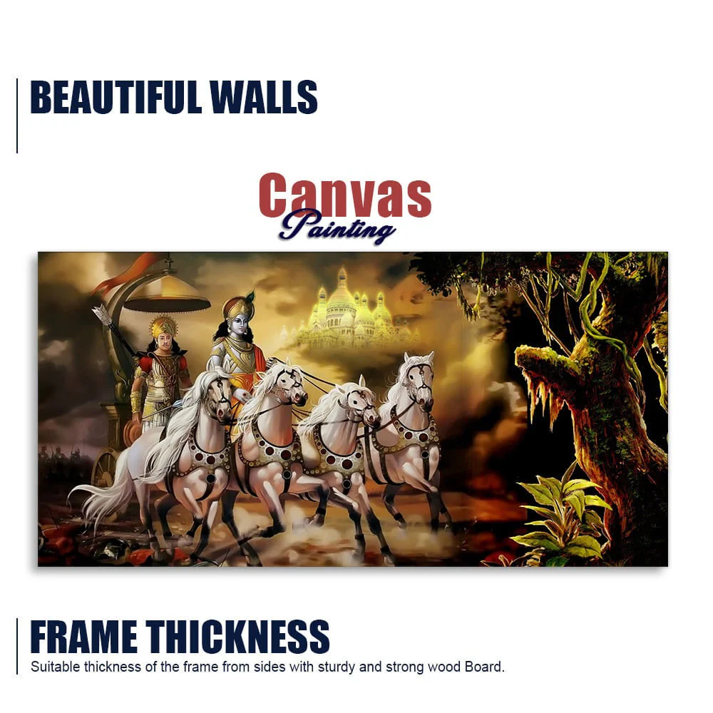 Mahabharat Shri Krishna and Arjun Premium Canvas and Wall Painting - Image 6