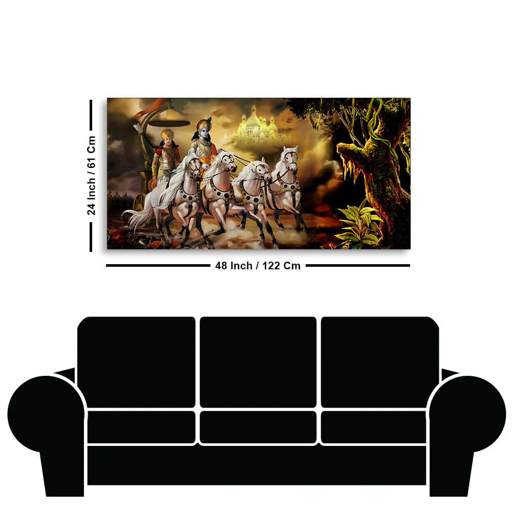 Mahabharat Shri Krishna and Arjun Premium Canvas and Wall Painting - Image 7