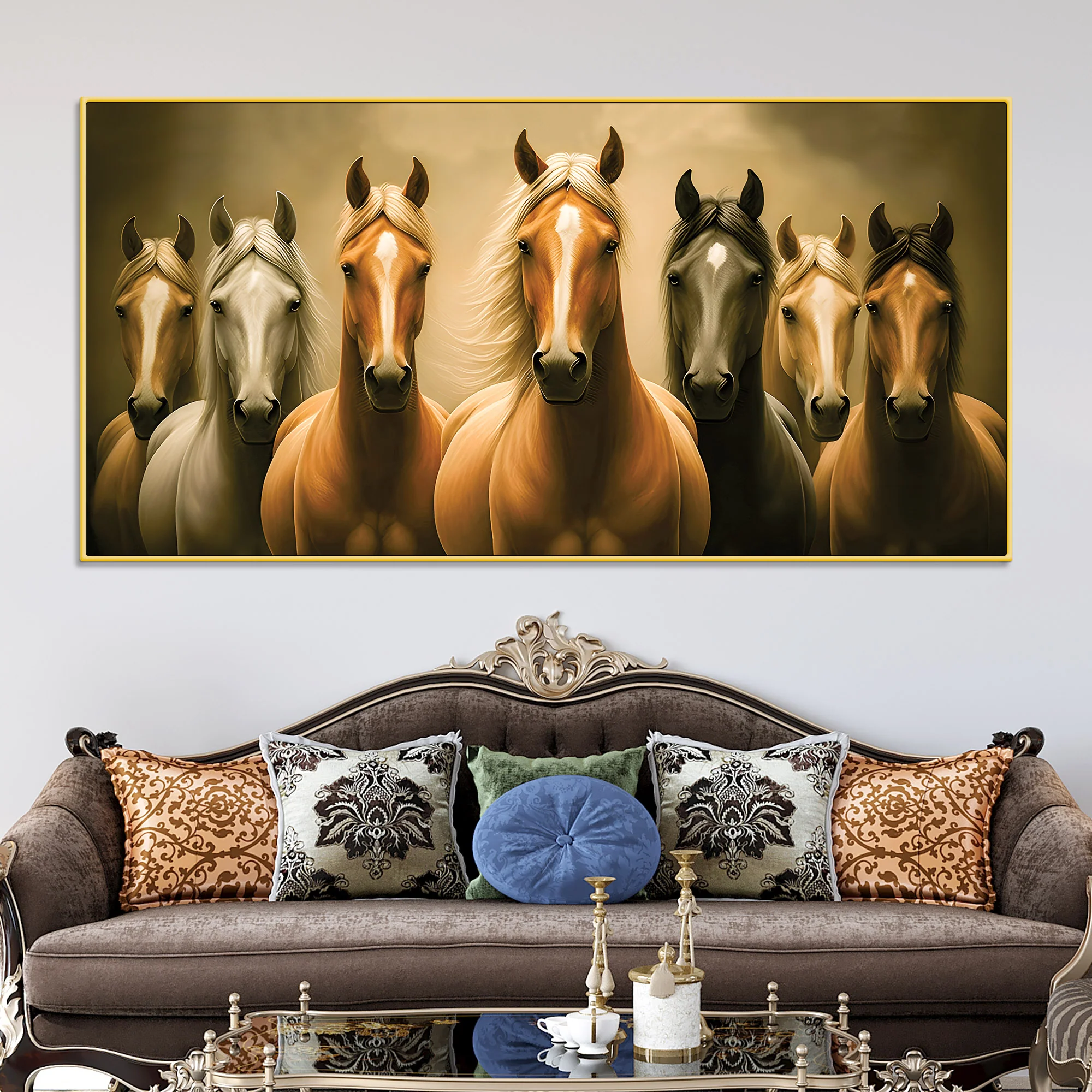 Majestic Horse Herd Standing Premium Wall Painting - Image 2