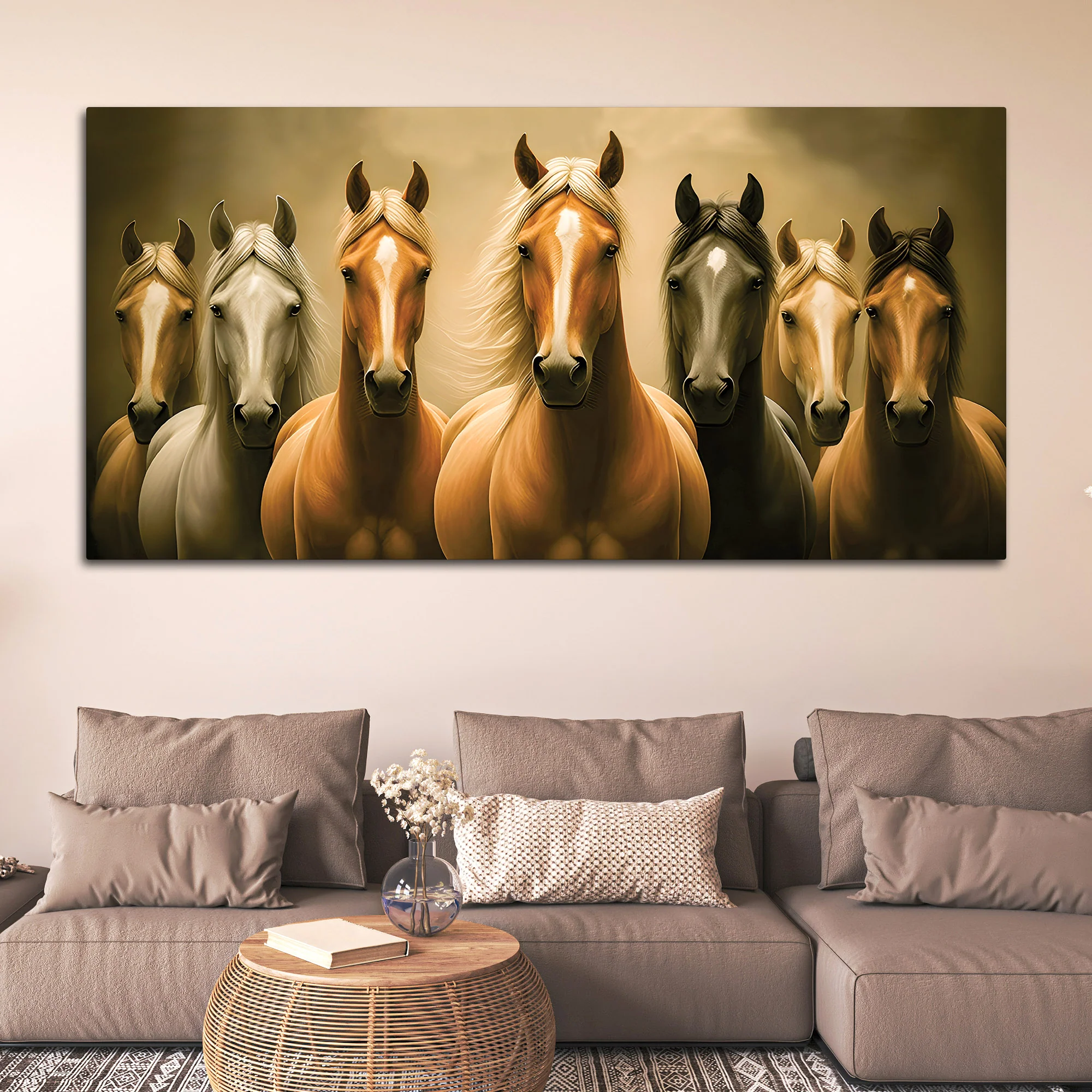 Majestic Horse Herd Standing Premium Wall Painting - Image 3