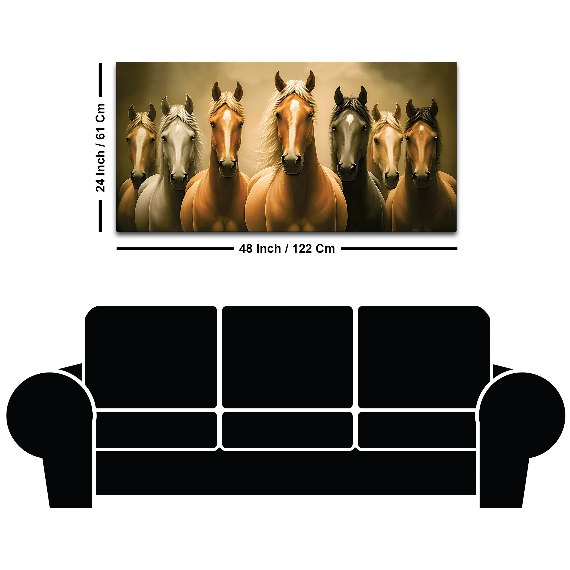 Majestic Horse Herd Standing Premium Wall Painting - Image 8