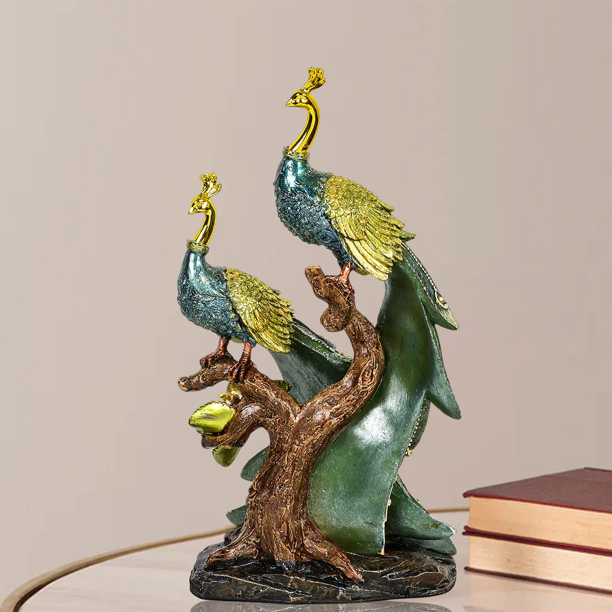 Majestic Peacock Couple Resin Decorative Showpiece - Image 2