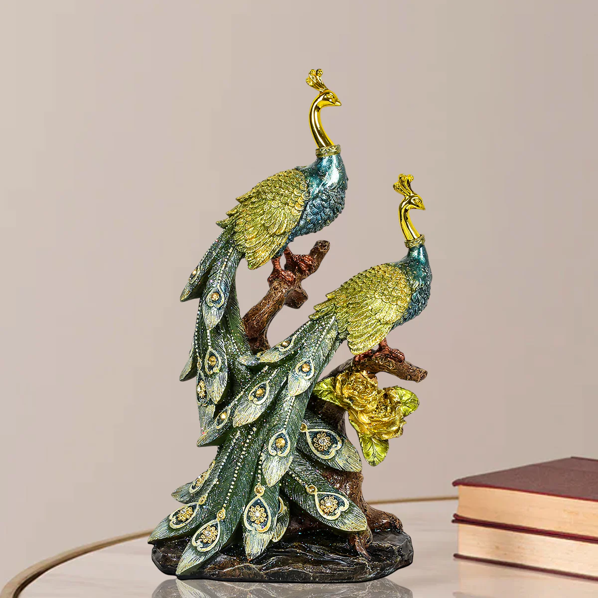 Majestic Peacock Couple Resin Decorative Showpiece - Image 4