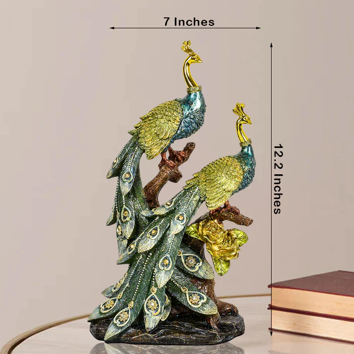 Majestic Peacock Couple Resin Decorative Showpiece - Image 5