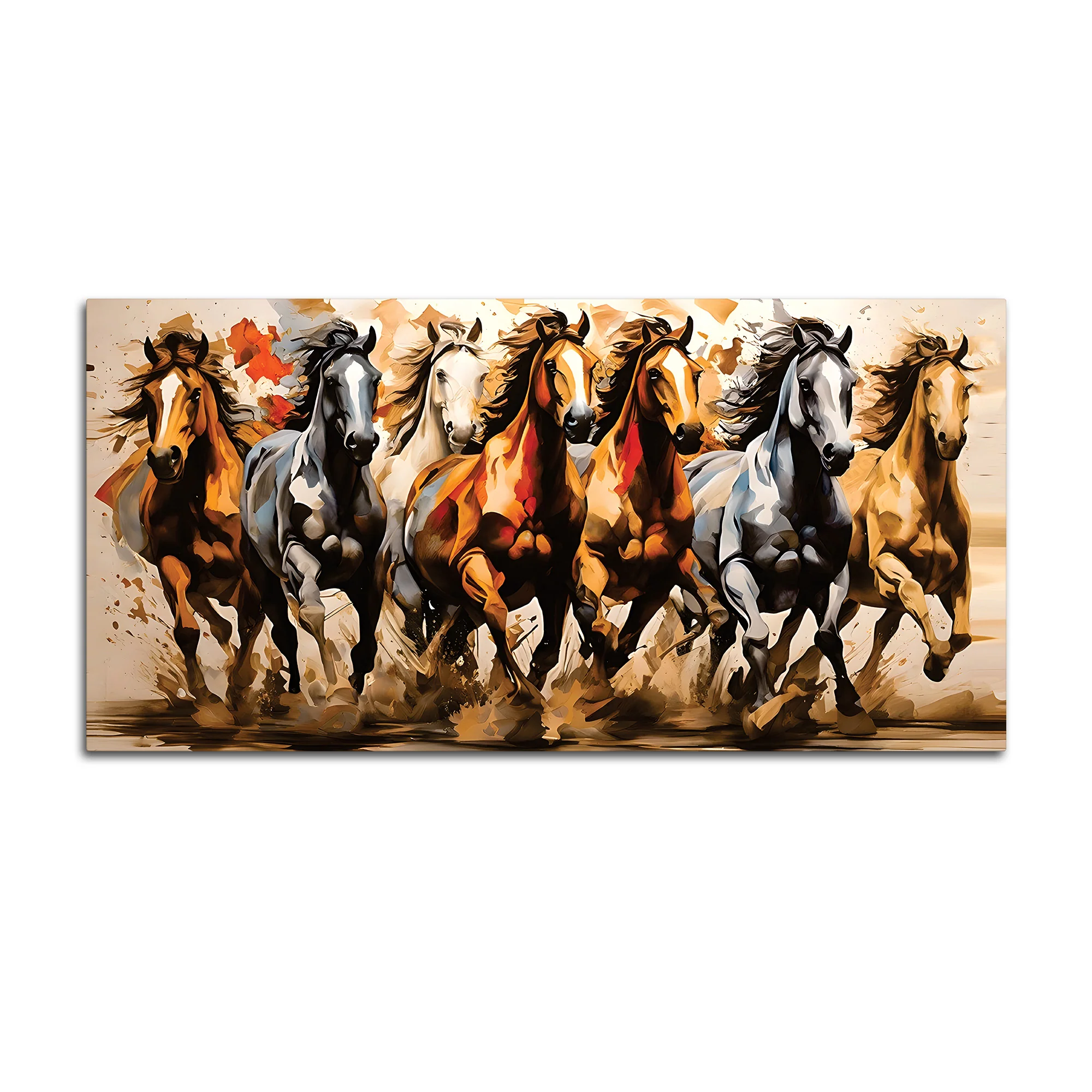 Majestic Seven Horses Water Color Art Premium Wall Painting - Image 7