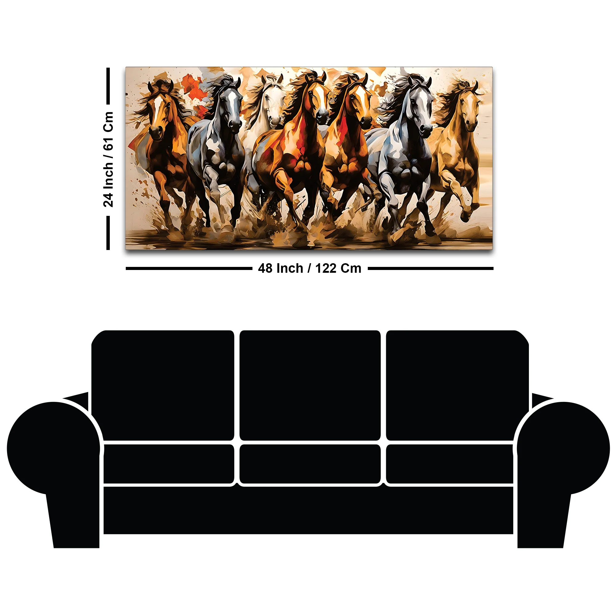 Majestic Seven Horses Water Color Art Premium Wall Painting - Image 8