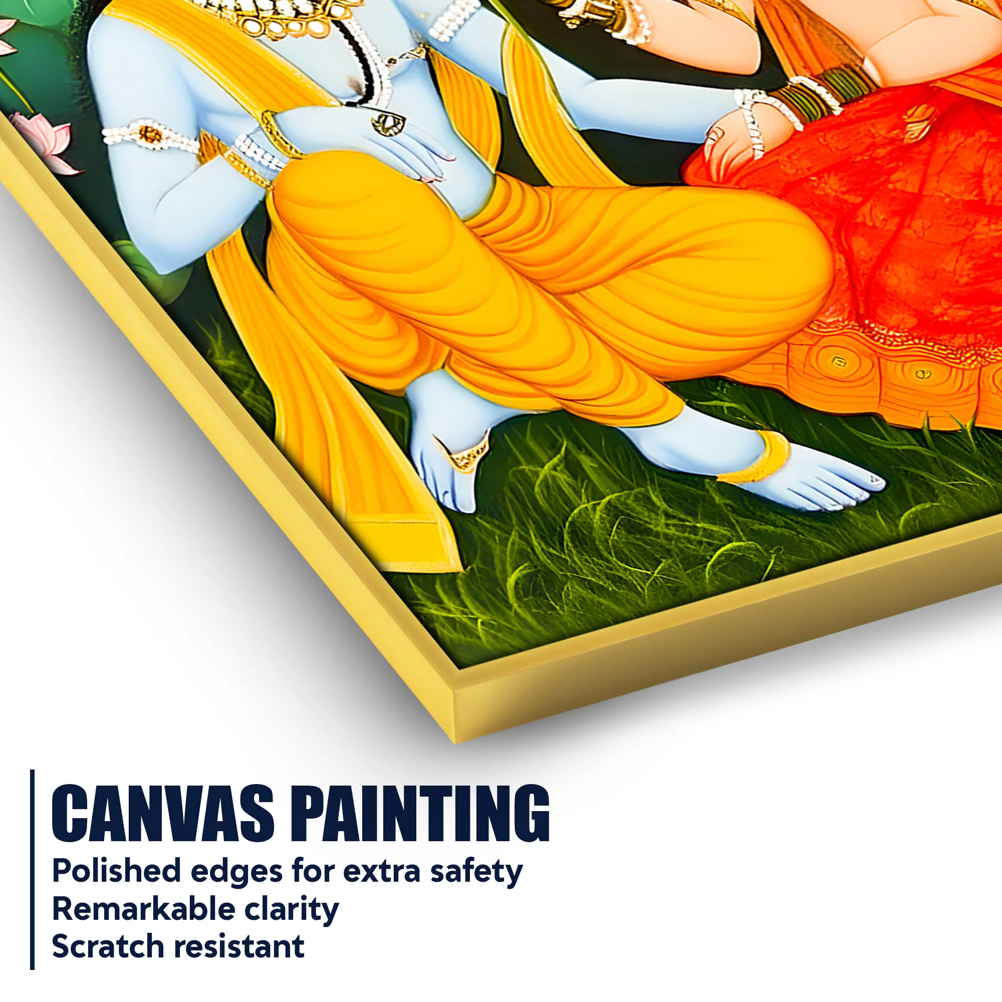 Majestic Shree Radha Krishna Garden Scene Canvas Wall Painting - Image 4