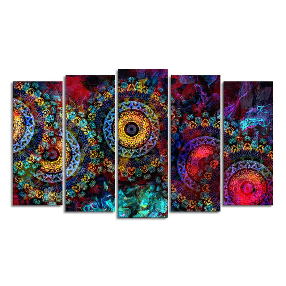 Mandala Art Dark Eyes Canvas Wall Painting of Five Pieces - Image 4