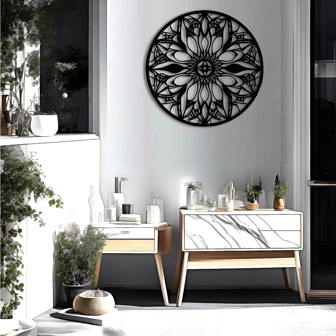 Mandala Art Design Flower Circle Metal Artwork Wall Decor - Image 2