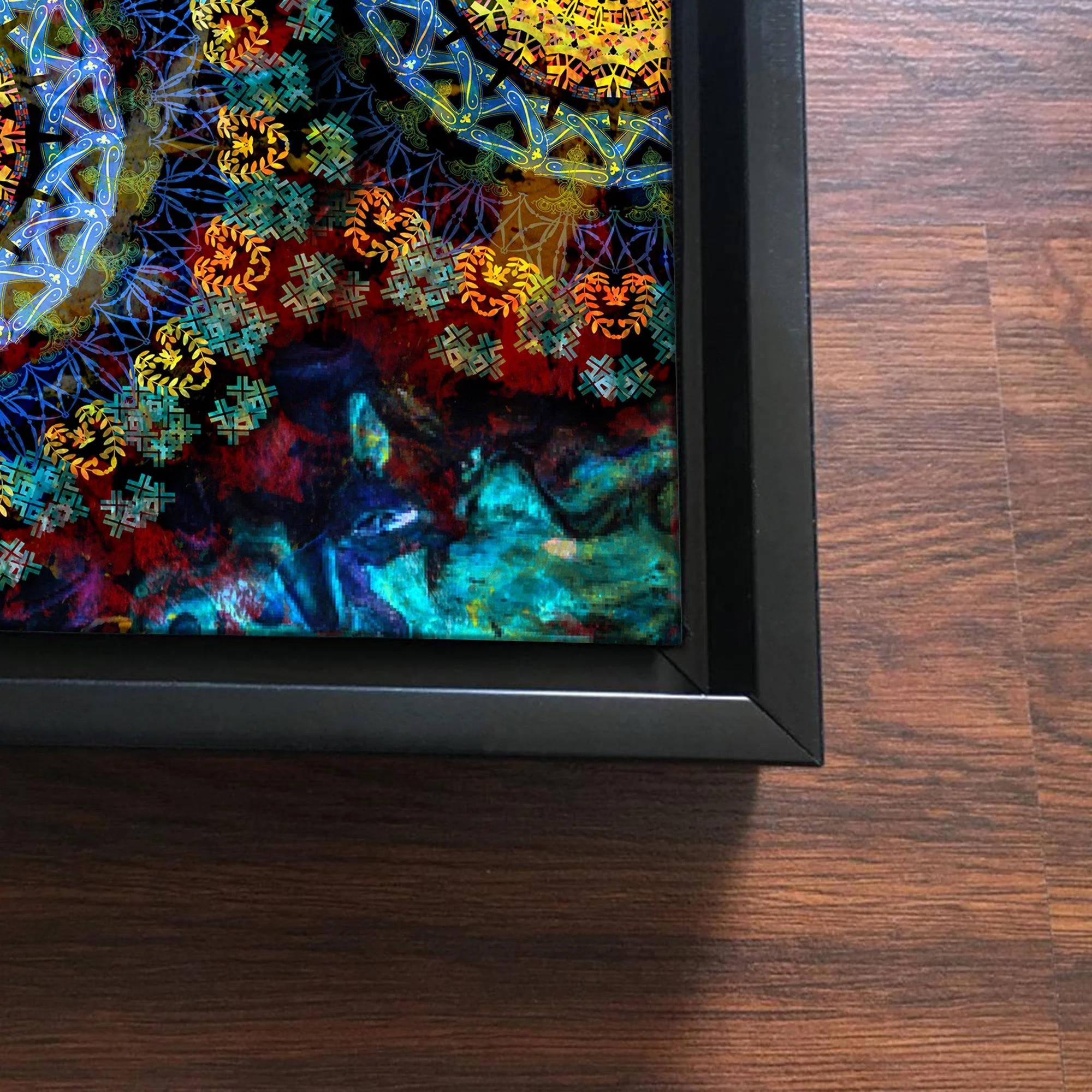 Mandala Art Dark Eyes Floating Canvas Wall Painting Frame - Image 5