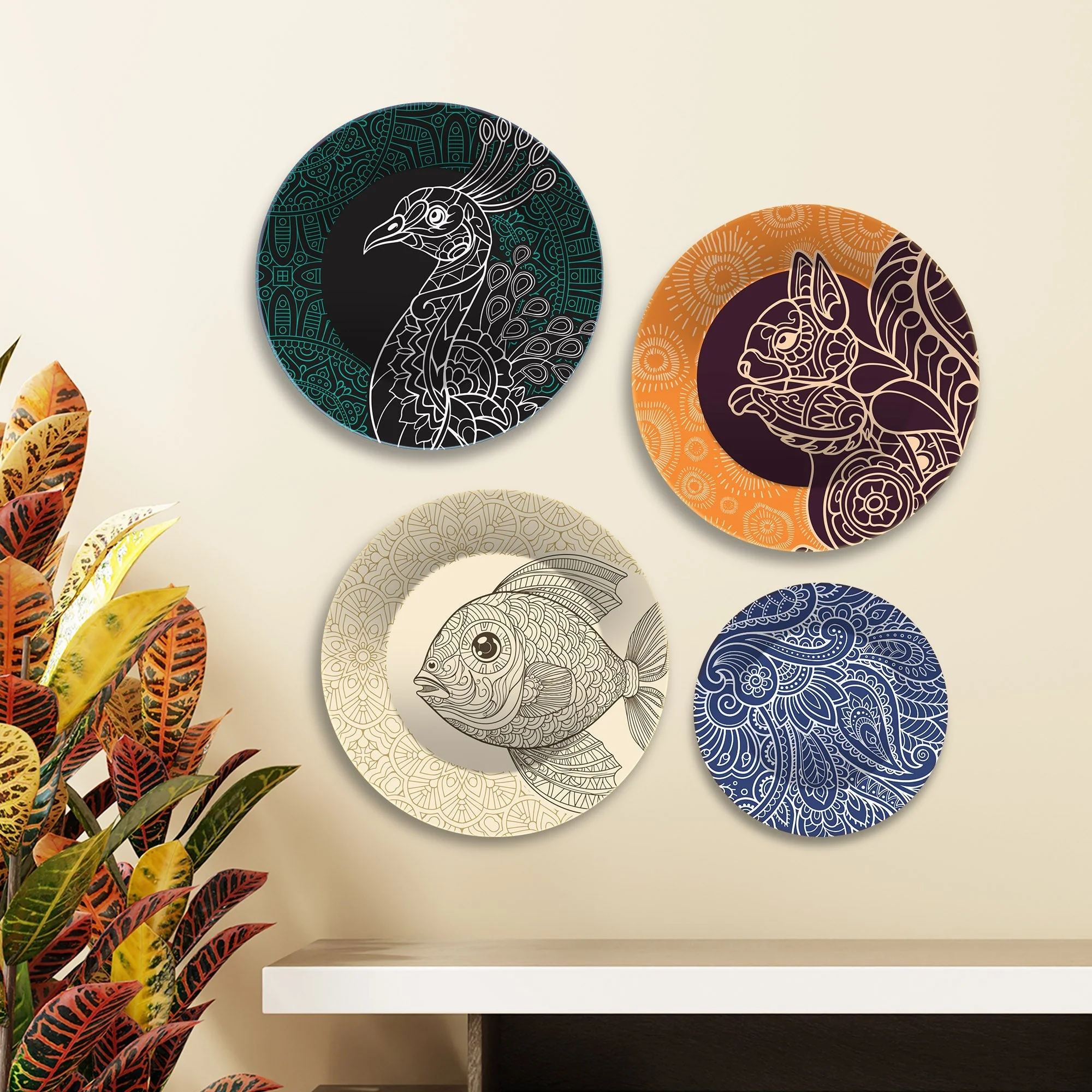 Mandala Pattern Art Wall Plates Painting Set of Four - Image 3