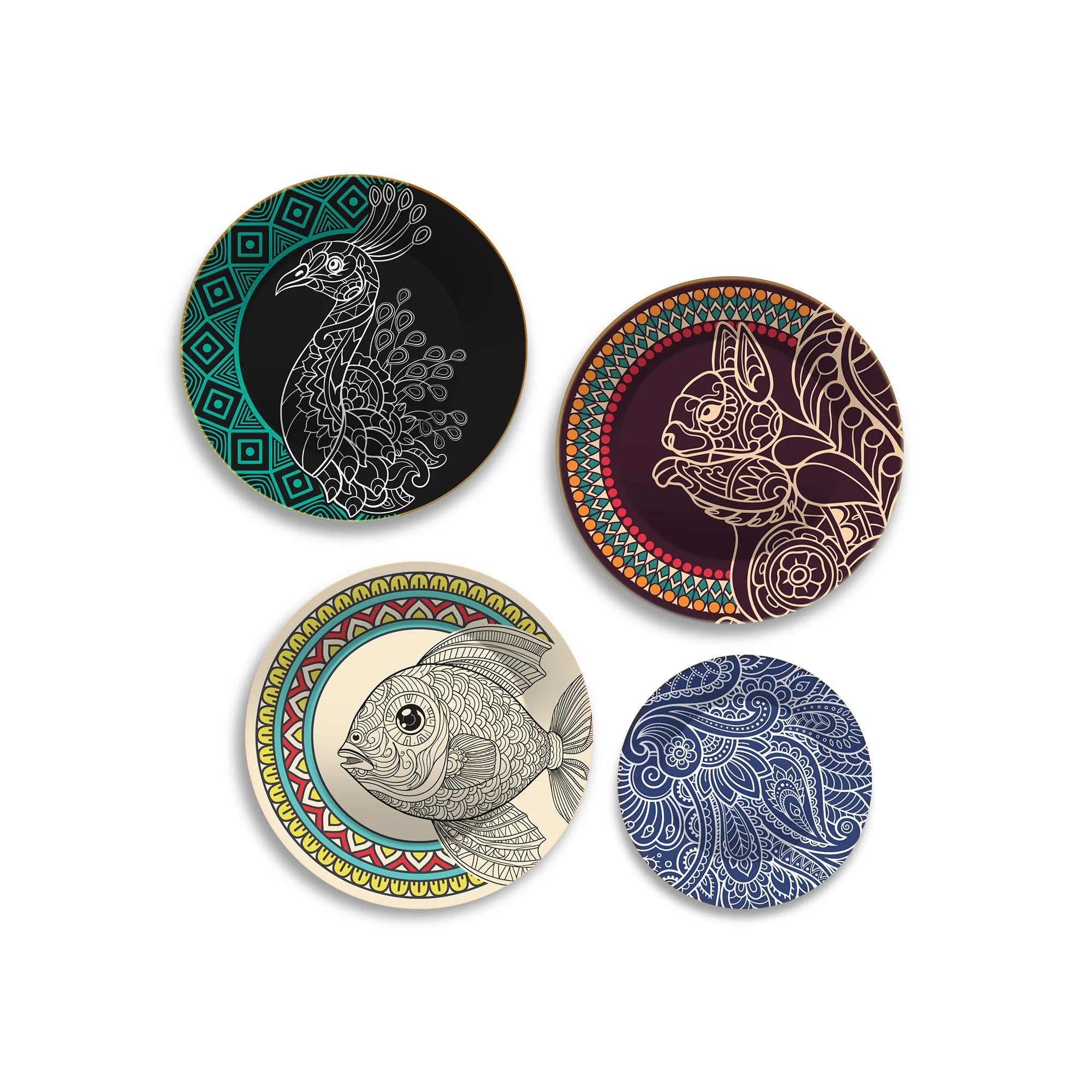 Mandala Pattern Art Wall Plates Painting Set of Four - Image 4