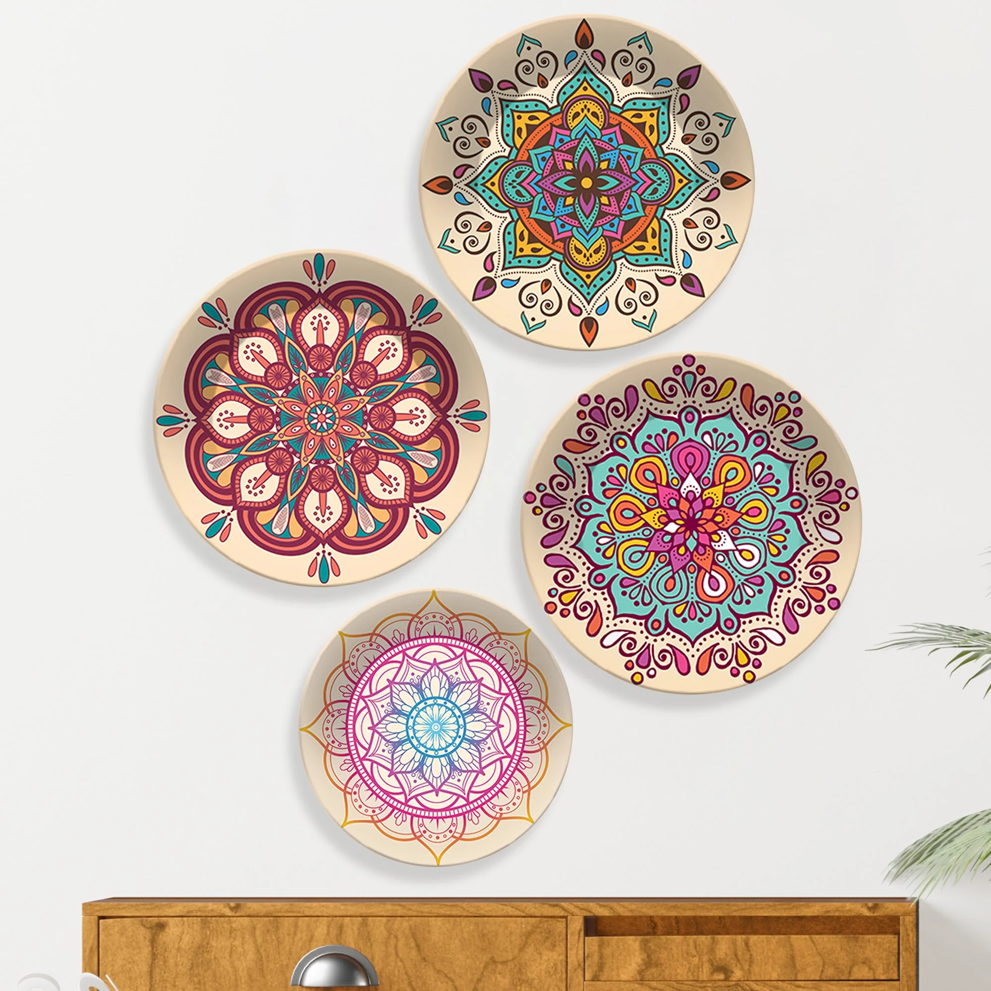 Mandala Pattern Ceramic Wall Plates Painting Set of Four - Image 4