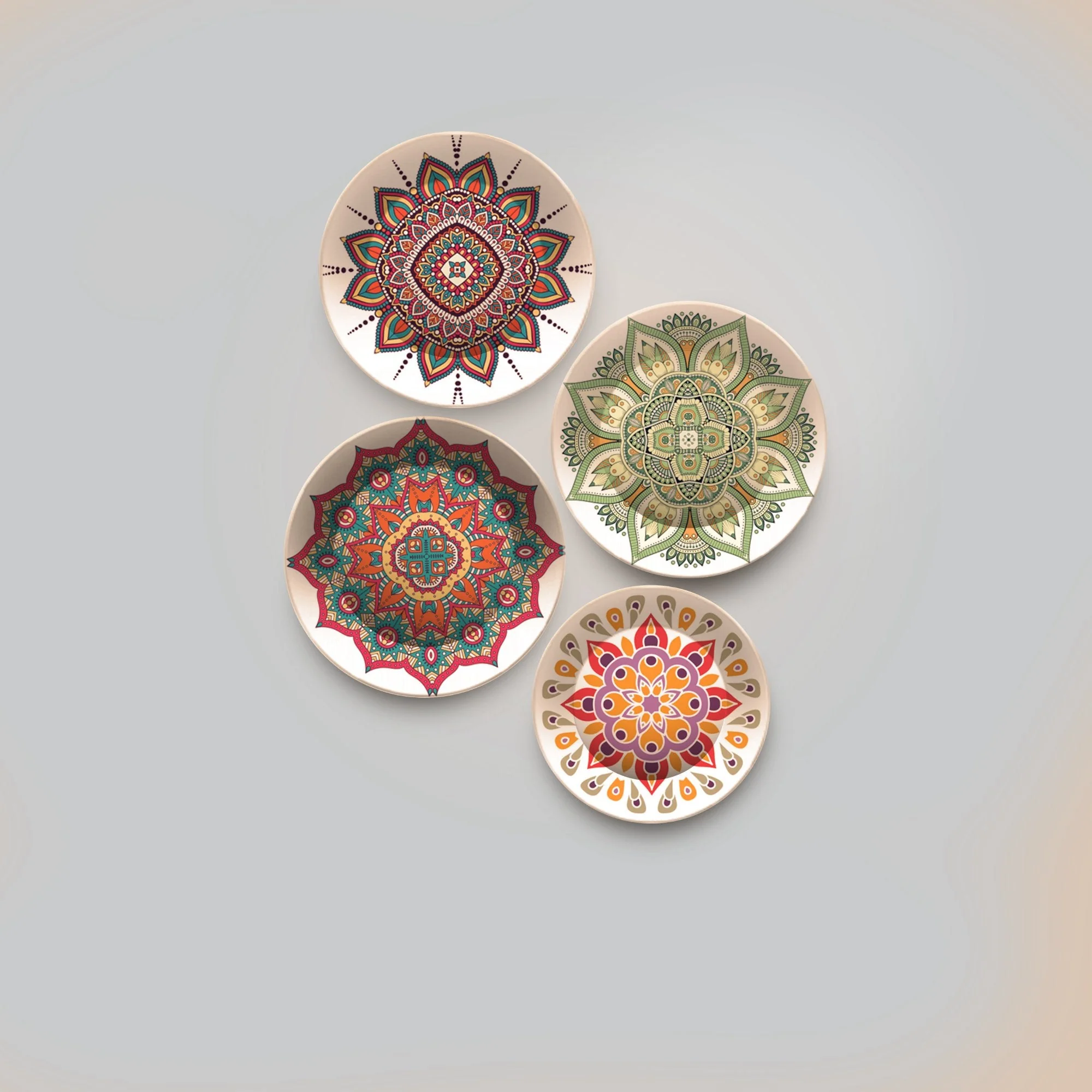 Mandala Pattern Design Premium 4 Pieces Ceramic Wall Plates Painting - Image 4