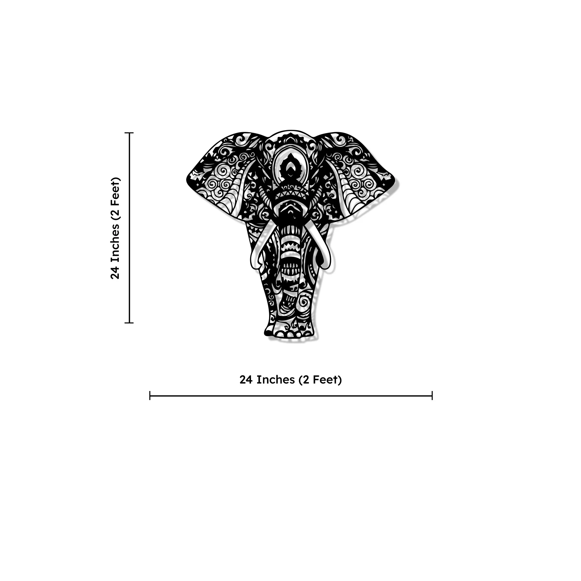 Mandala Pattern Elephant Design Metal Art Wall Decor - Image 4