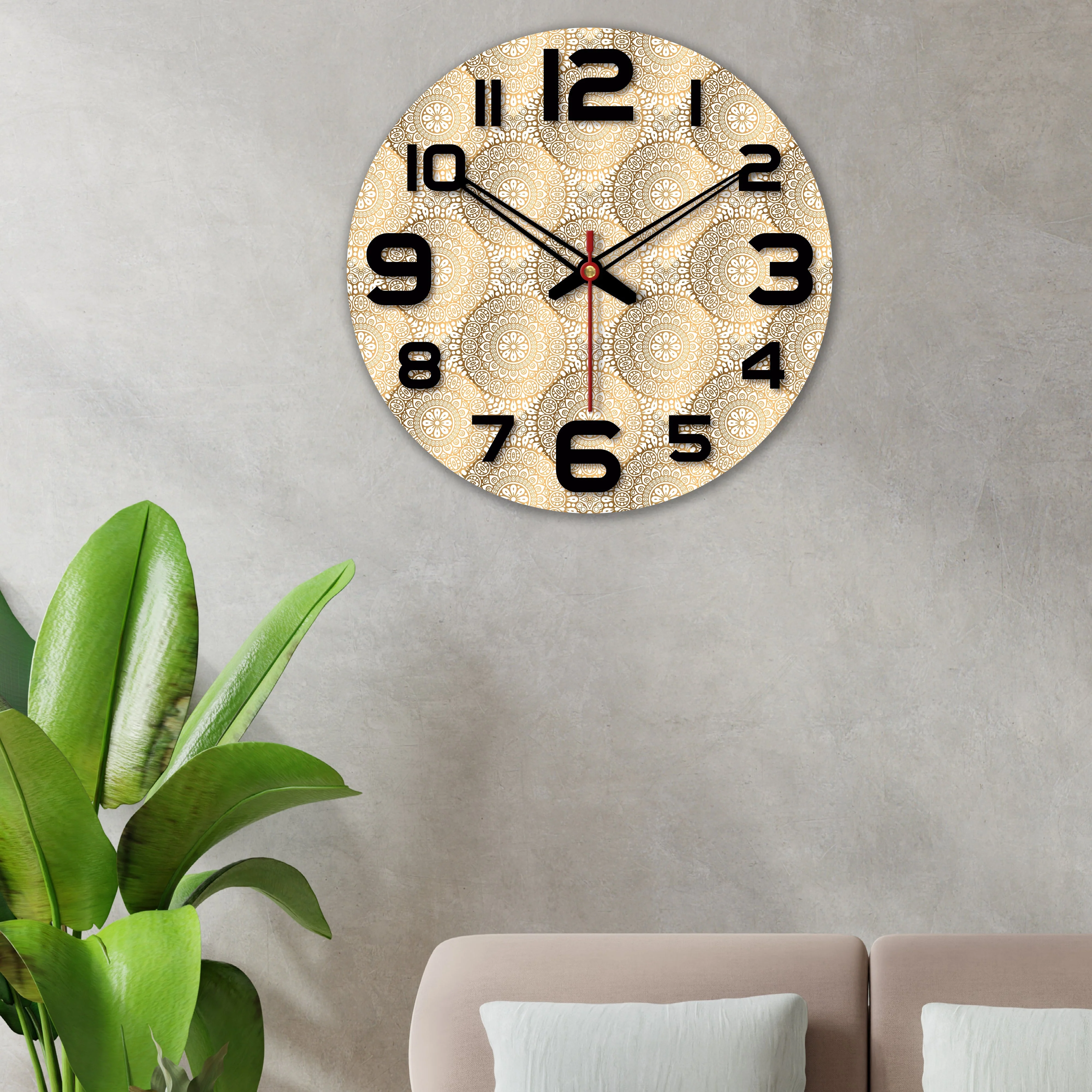 Mandala Pattern Printed Wooden Wall Clock - Image 3