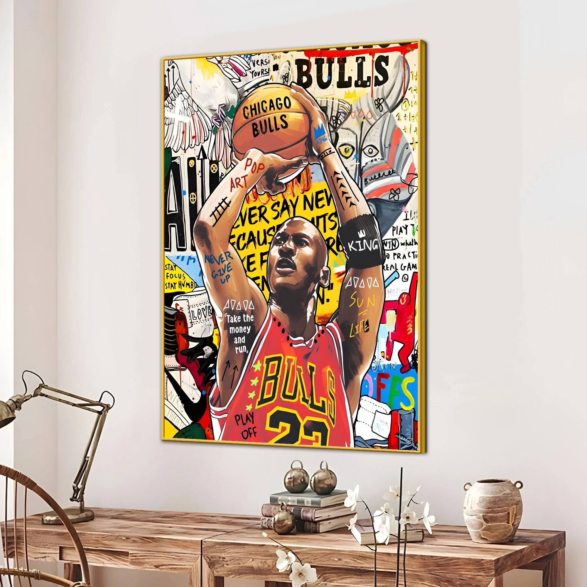 Mascot The Chicago Bulls Cotton Canvas Wall Painting - Image 3