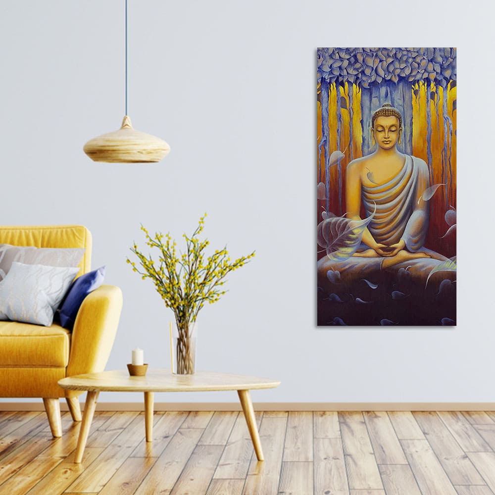 Meditating Buddha Matt Textured Canvas Wall Painting - Image 2