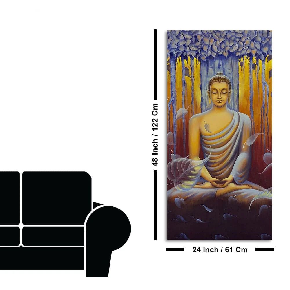 Meditating Buddha Matt Textured Canvas Wall Painting - Image 7